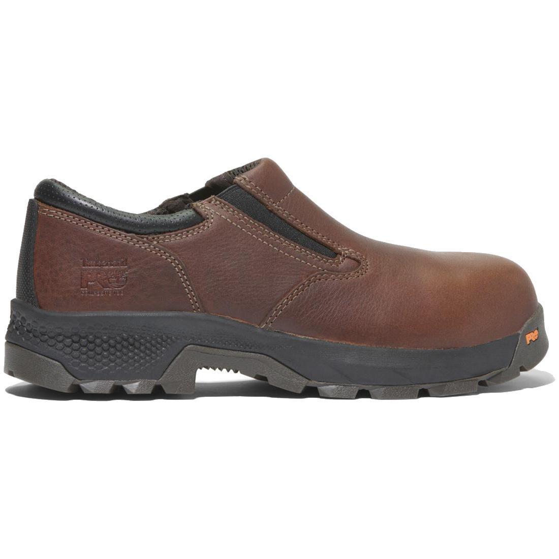 Titan EV Composite Toe Slip-On Work Boots - Brown Safety Shoes for Men | Comfortable & Lightweight for Construction, Warehouse & Industrial Work