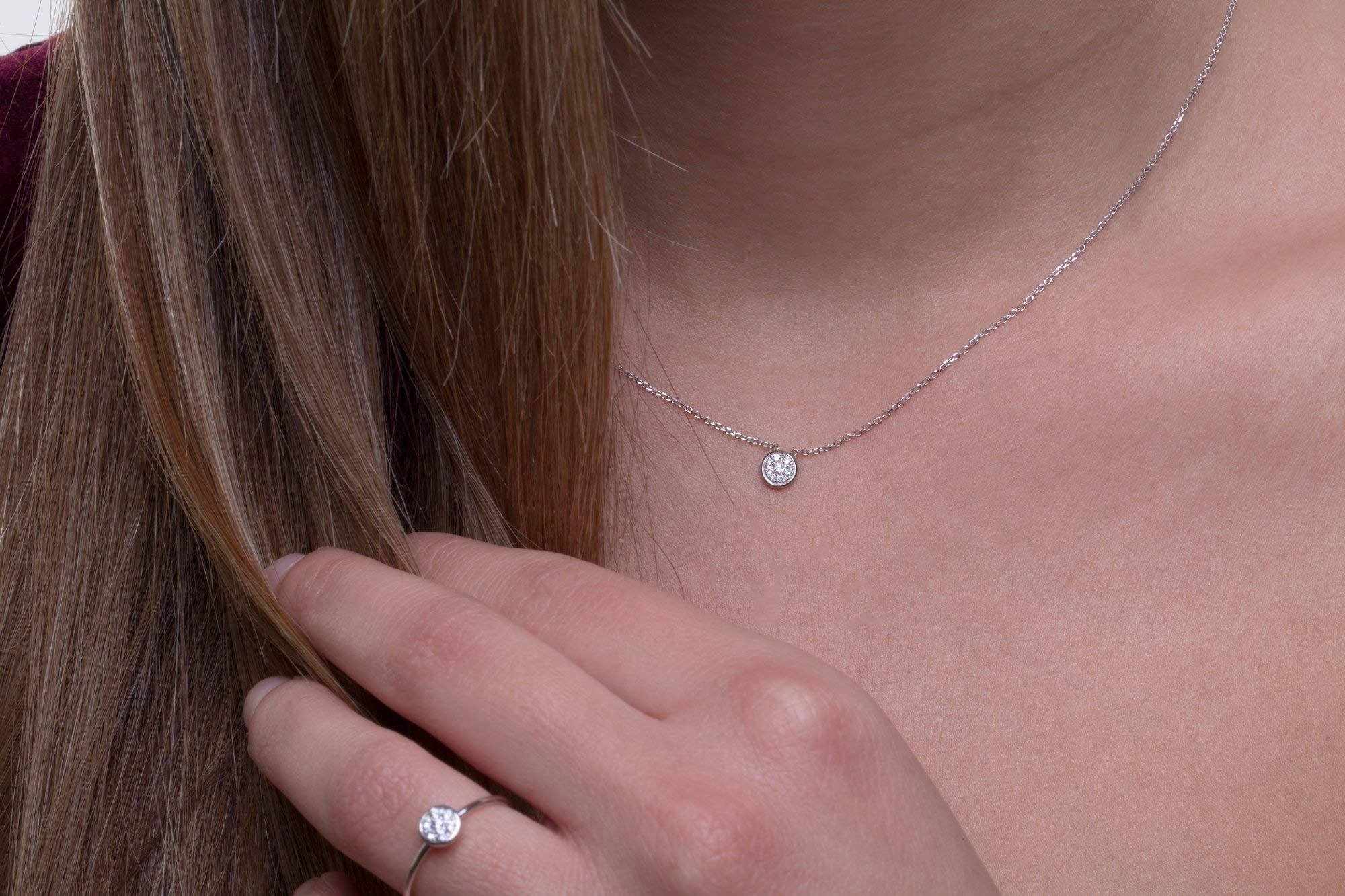 Elegant Diamond Pendant Necklace for Women - Rose Gold Minimalist Jewelry Box Disc Necklace - Perfect for Weddings, Parties & Everyday Wear