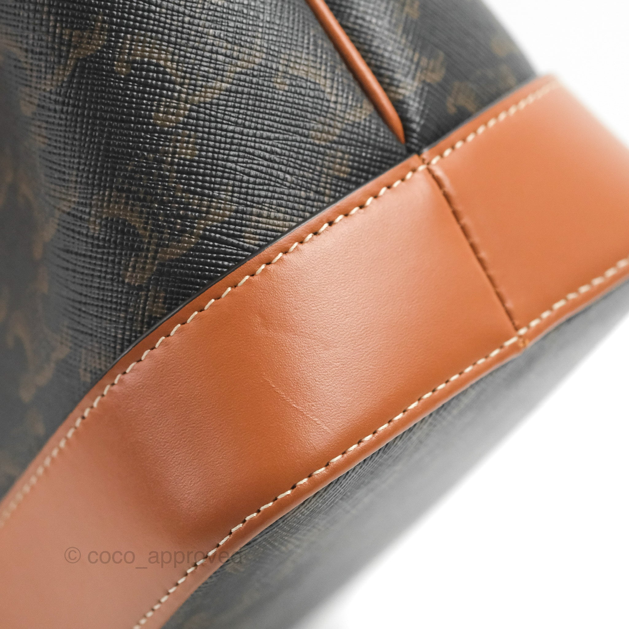 Celine Small Bucket Bag in Triomphe Canvas & Tan Calfskin Leather - Perfect for Everyday Use, Work & Travel Accessories