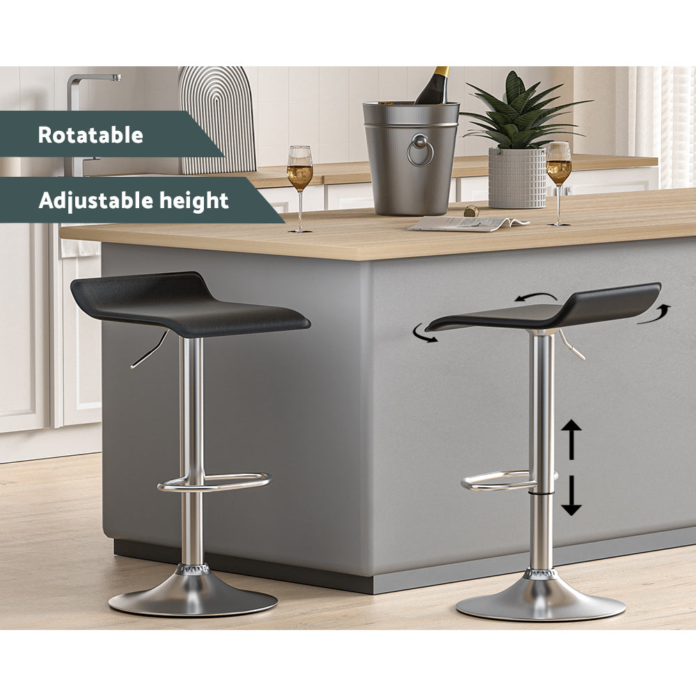 4 Pack Black Faux Leather Bar Stools - Modern Counter Height Stools for Kitchen Island, Breakfast Bar & Home Decor
