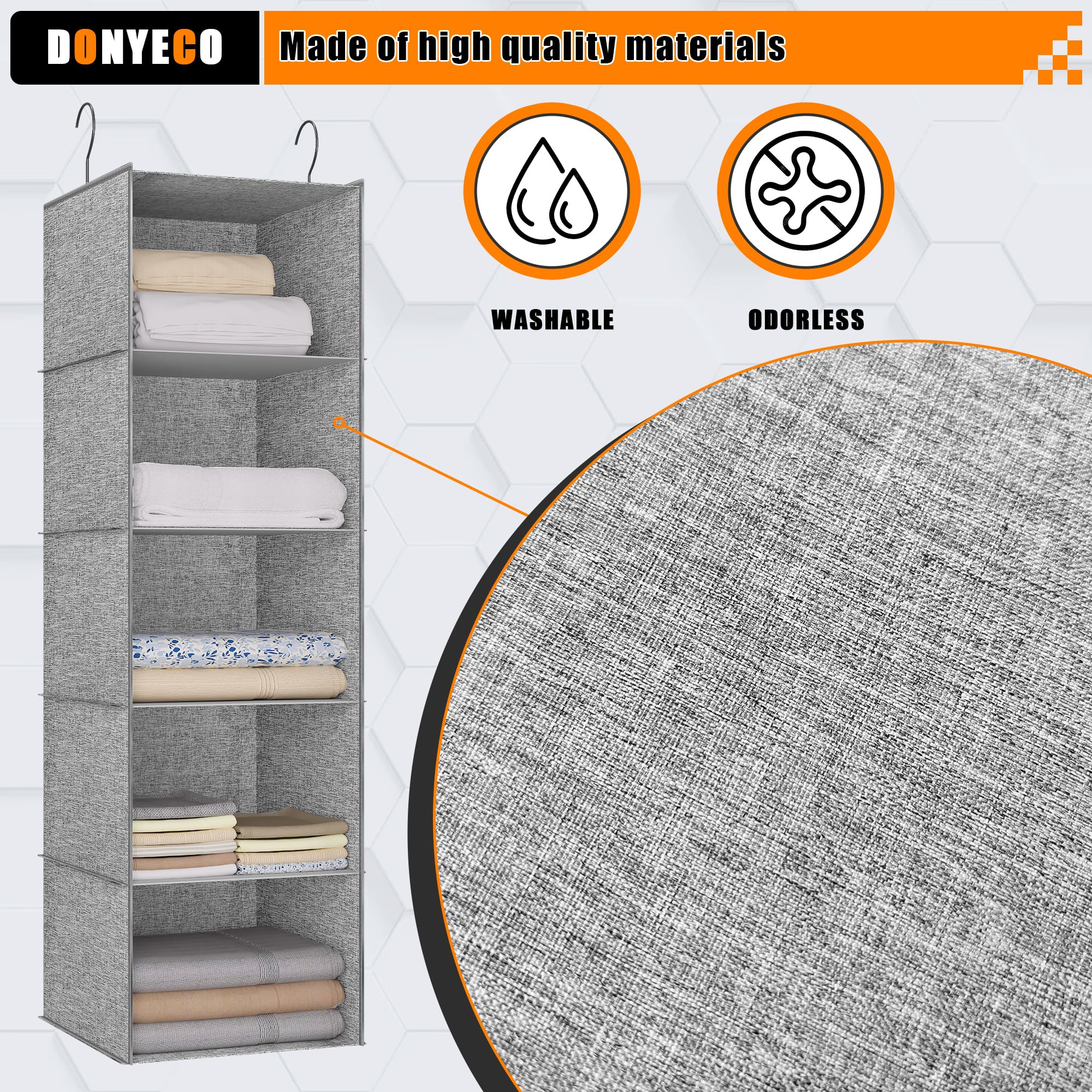 5-Shelf Hanging Closet Organizer for RV, Nursery & Wardrobe - Space Saving Storage Solution for Clothes, Linens & Baby Items - Perfect for Small Spaces, Campers & Home Organization