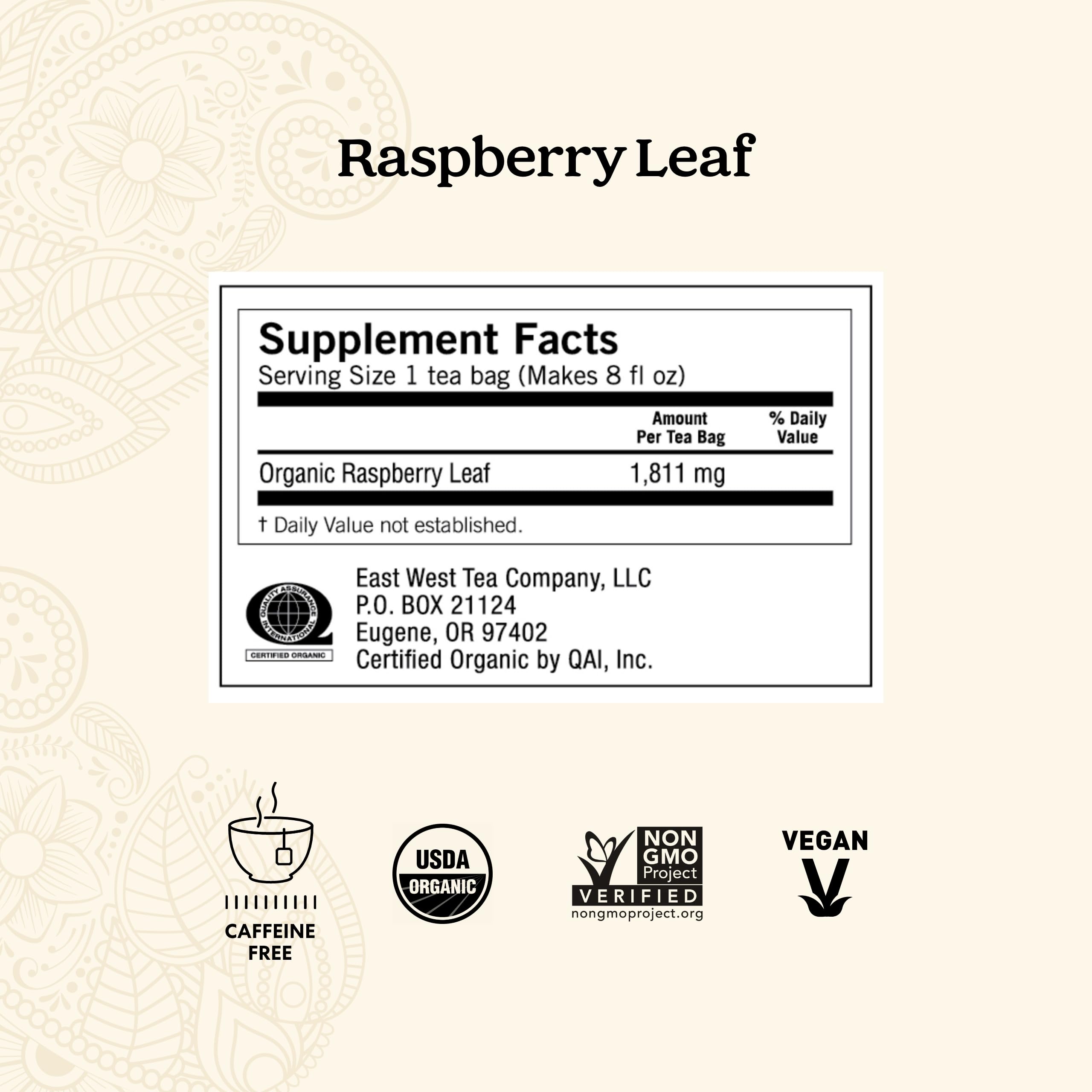 Organic Yogi Raspberry Leaf Tea for Women's Reproductive Health - Caffeine-Free Herbal Tea Bags - 16 Tea Bags per Pack (4 Packs) - Perfect for Pregnancy Support & Hormonal Balance