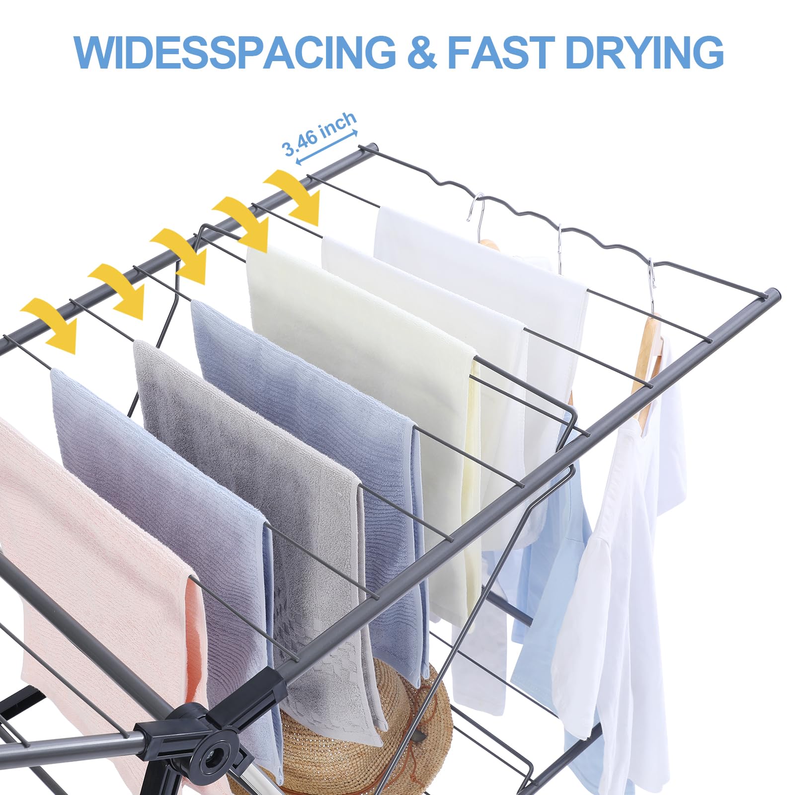 APEXCHASER Foldable 2-Tier Clothes Drying Rack with Adjustable Height - Space Saving Laundry Rack for Indoor & Outdoor Use - Perfect for Drying Clothes, Towels, and Delicates in Small Apartments or Backyards