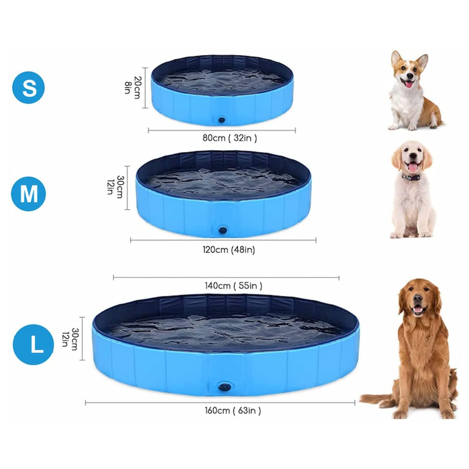 Foldable Dog Swimming Pool - PVC Non-Slip Pet & Kids Paddling Pool | Portable Collapsible Dog Bathtub for Indoor/Outdoor Use | Puppy Bathing Tub & Kiddie Pool for Dogs, Cats, Pets | Great for Backyard, Beach, and Summer Water Play