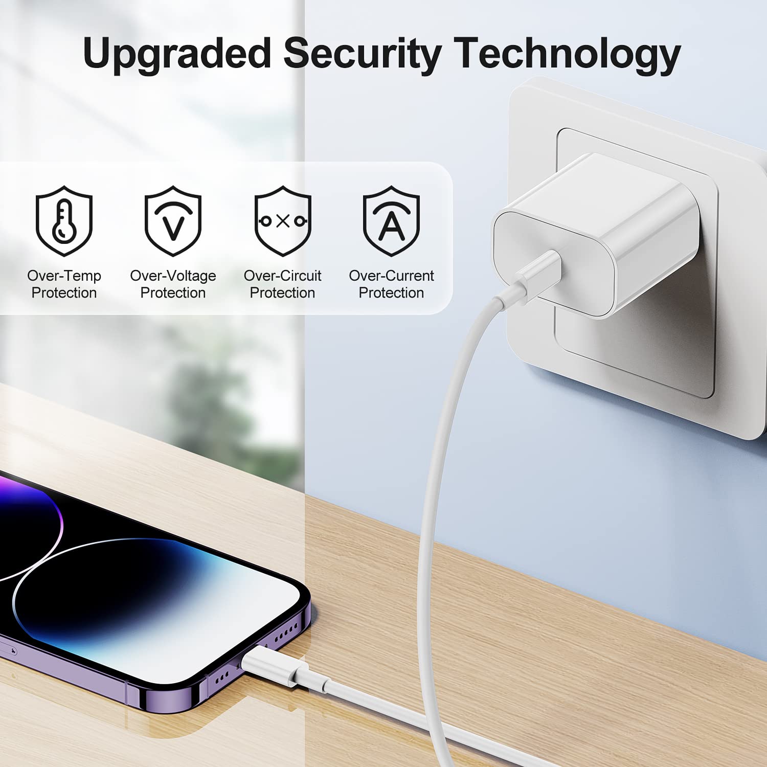 Apple Certified Jeenek 2-Pack 20W USB C Fast Charger with 6ft USB C to Lightning Cable - Compatible with iPhone 14/13/12/11/XS/8, iPad - Perfect for Home, Office & Travel Charging