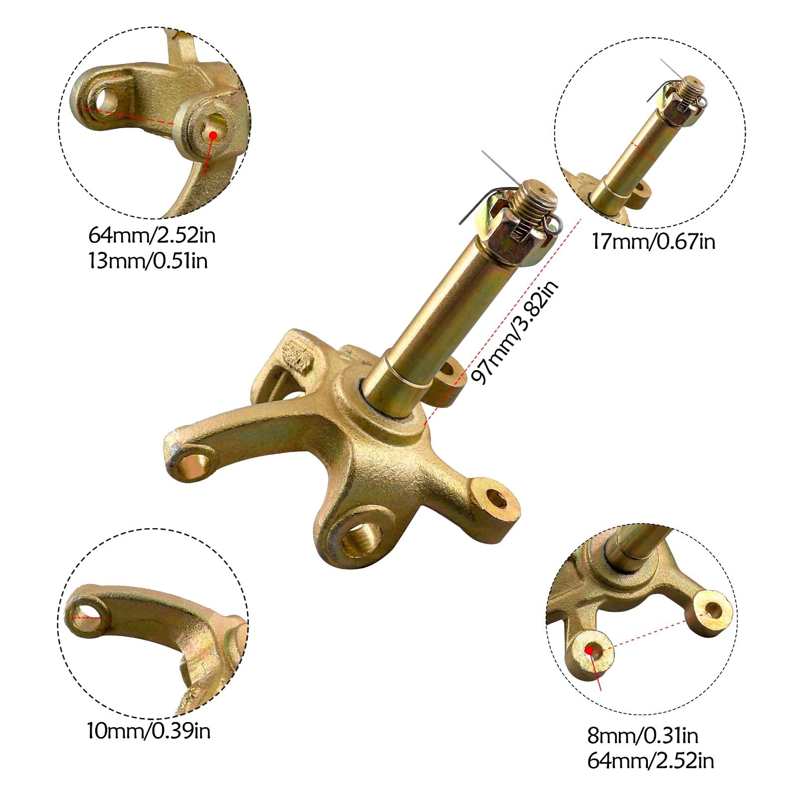 Go Kart Swing Arm Kit - A-Arm Upper & Lower Suspension, Shock & Steering Spindles for ATV/UTV/Karting/Quad Buggy - DIY Upgrade for Golf Cart, Mini Bike, Drift Trike & 4 Wheeler (3 Stud Wheel Hubs) | Off-Road Racing, Trail Riding & Backyard Karting Accessories