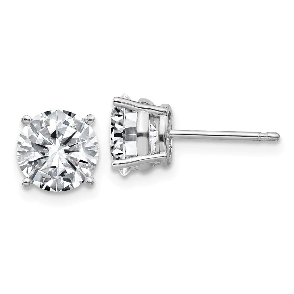 14K White Gold 7.0mm Round Moissanite Stud Earrings - 2.4 Carat Total Weight, 4-Prong Basket Setting | Perfect for Weddings, Anniversaries & Special Occasions