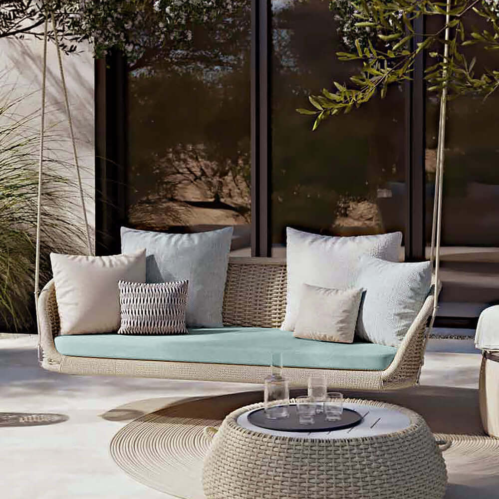 Premium Outdoor Rattan Hanging Swing Chair with Comfortable Cushion - Patio, Garden, Balcony Relaxation for Backyard & Poolside Lounging