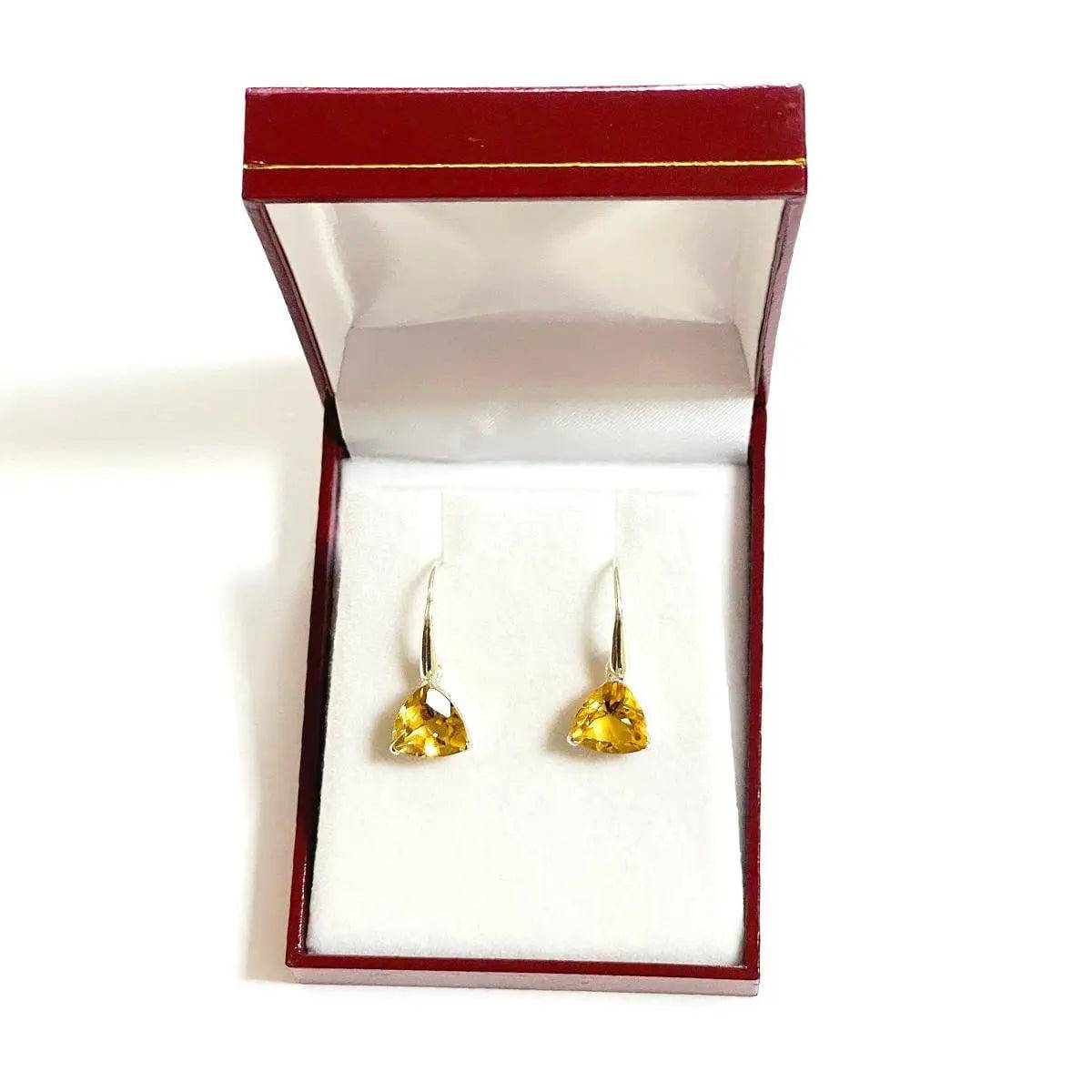 Natural Citrine Gemstone Sterling Silver Earrings for Women – Elegant Dangle Earrings for Party, Wedding & Everyday Wear
