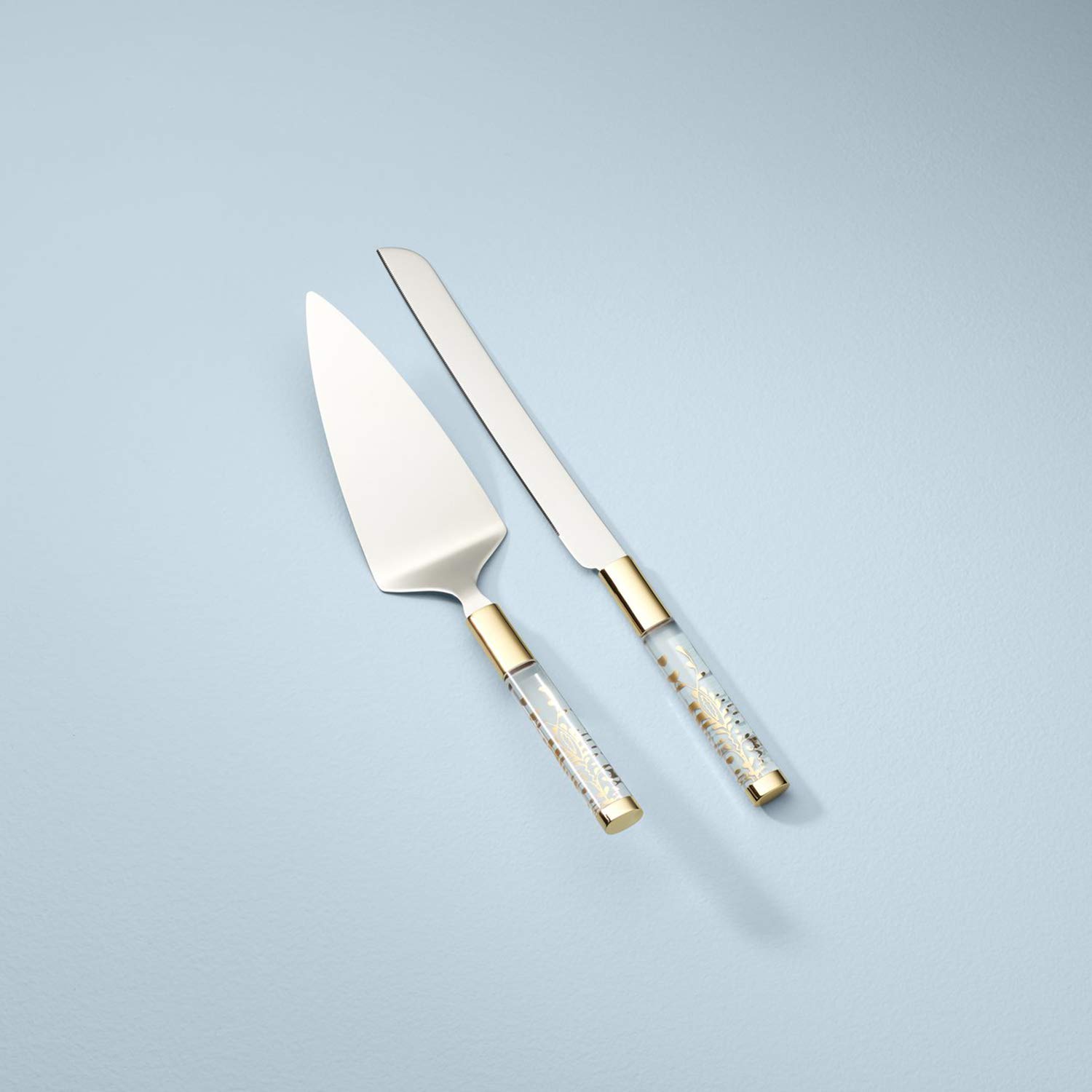 Lenox Bridal Personalized Opal Innocence Flourish Wedding Cake Cutting Set - Custom Engraved Cake Knife & Server Set for Bride & Groom - Perfect Wedding Gift & Accessory for Ceremonies, Receptions & Anniversaries