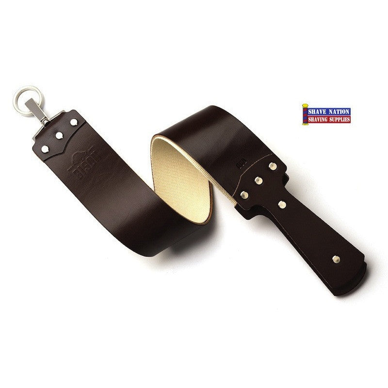 Ezra Arthur Bison 3 Inch Brown English Bridle Strop - Premium Leather Razor Strop for Barbers & Straight Razor Shaving - Perfect for Home Grooming & Professional Barber Shops
