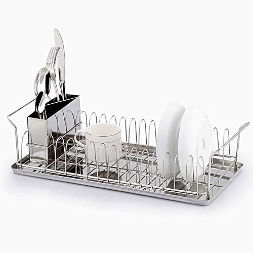 Stainless Steel Dish Drying Rack - Kitchen Organizer with Plate Holder & Cutlery Drainer - Space Saving Sink Storage Shelf for Utensils & Dishes - Perfect for Small Kitchens & Countertop Organization