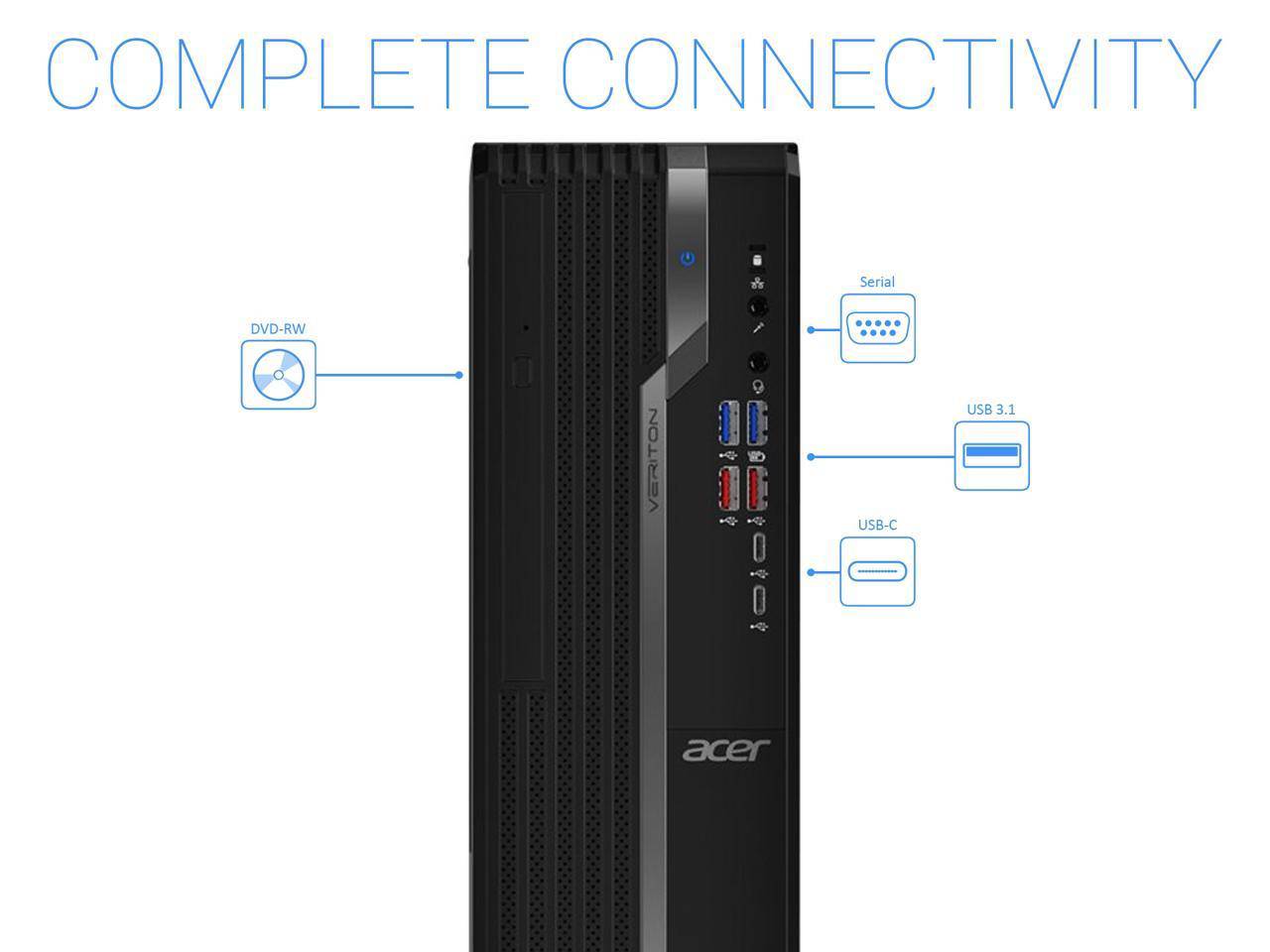 Acer Veriton X4 VX4665G SFF Desktop PC - Intel Core i5-9400 2.9GHz, 8GB RAM, 1TB HDD, DVD RW, WiFi & Bluetooth 5.0, Windows 10 Pro - Ideal for Home Office, Business & Productivity Tasks
