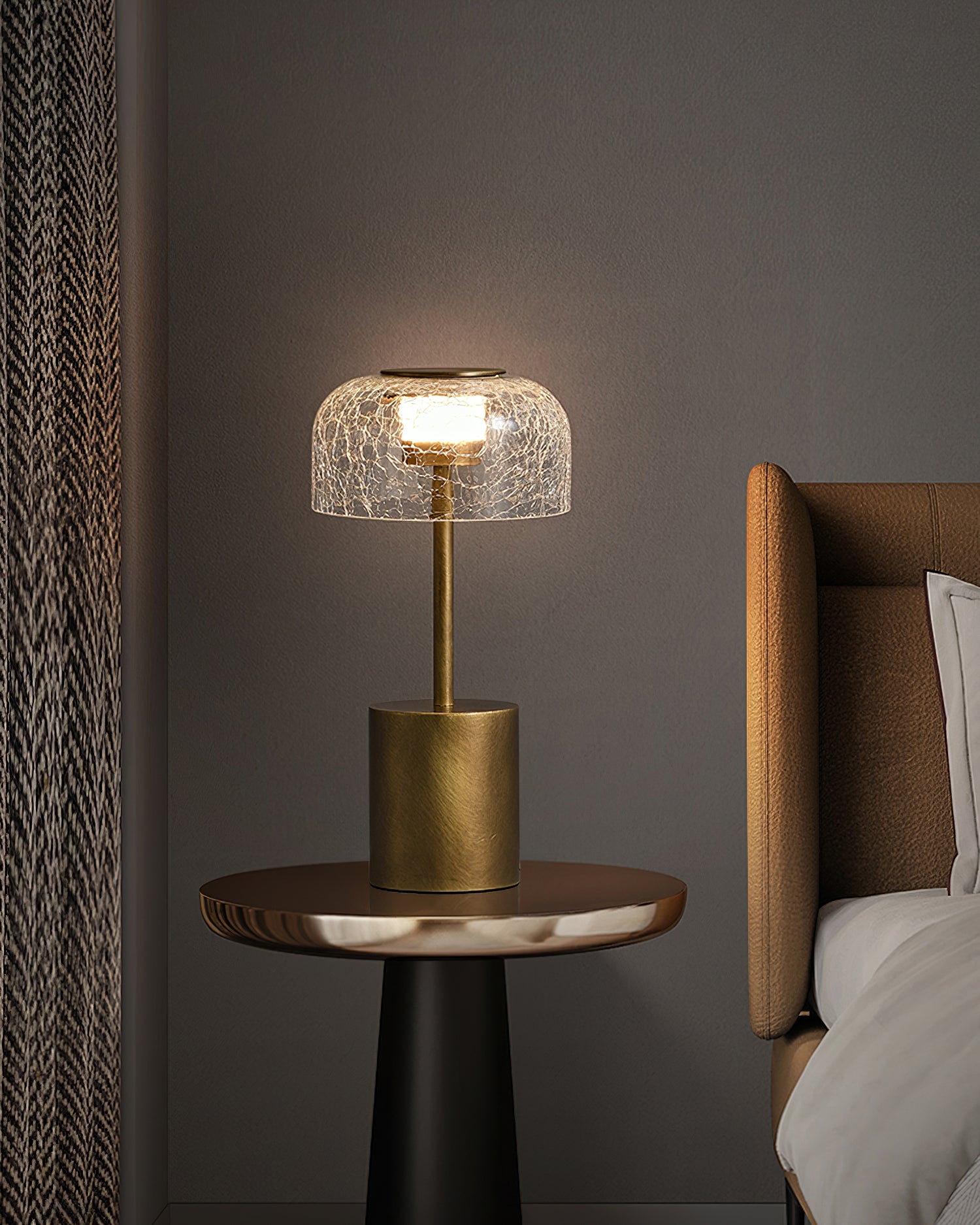 Rechargeable Crackle Glass Table Lamp with Built-in Battery - Perfect for Bedroom Nightstand, Living Room, and Office Desk Lighting