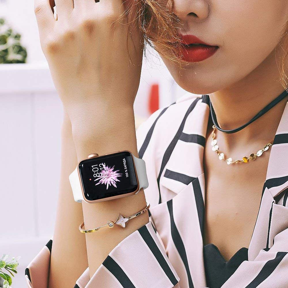 Premium Soft Silicone Replacement Watch Bands for Apple Watch Series 8/7/6/SE/5/4/3/2/1 & Ultra - Compatible with 38mm/40mm/41mm/42mm/44mm/45mm/49mm - Sport Wristband Strap for Women & Men - Perfect for Workouts, Running & Everyday Wear