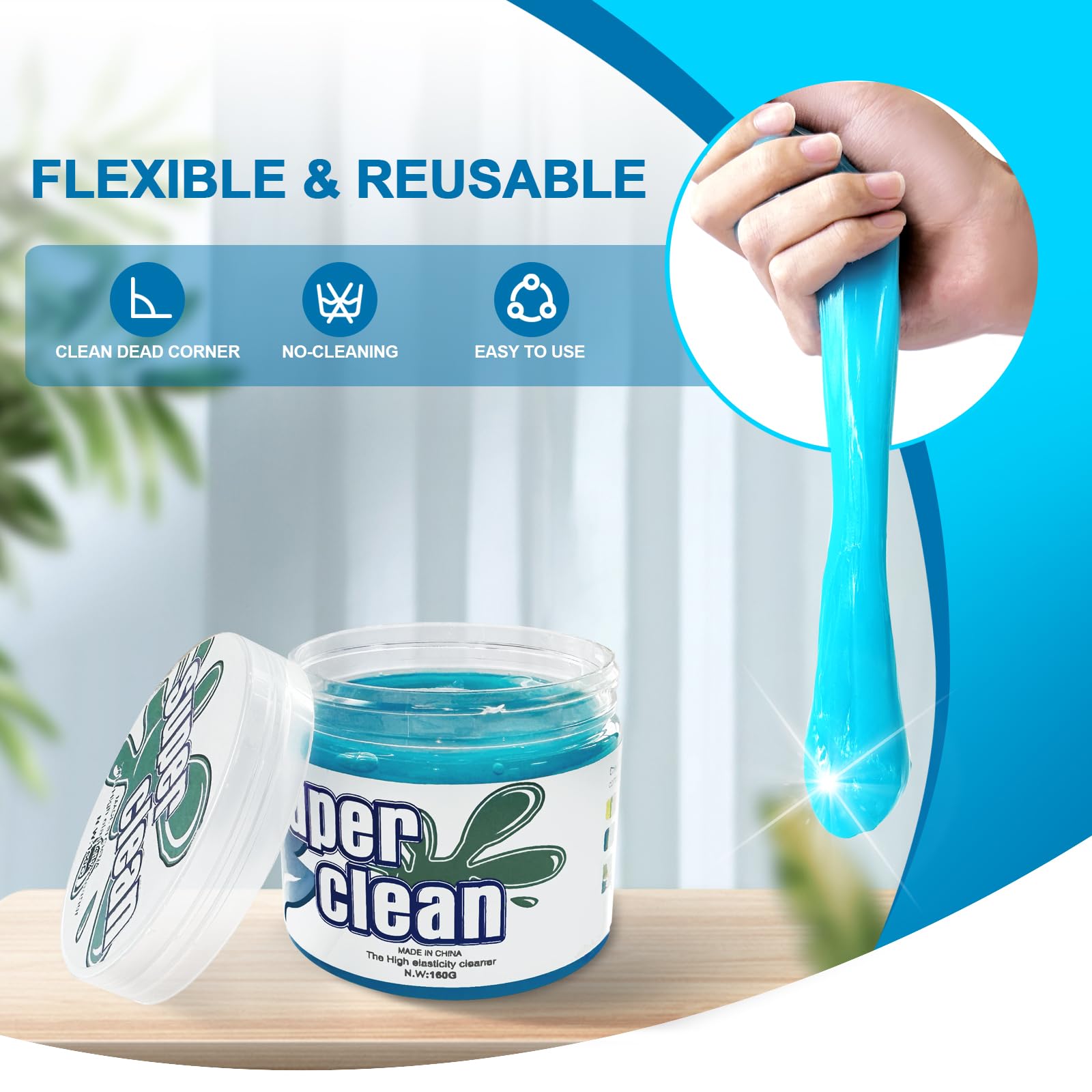 Universal Reusable Car Cleaning Gel - Auto Interior Detailing Putty for Dust Removal in Keyboards, Air Vents, Computers & Laptops | Perfect for Car Detailing, Office Electronics & Home Cleaning