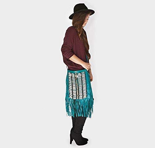 Boho Square Leather Crossbody Bag with Fringe | Genuine Leather Bohemian Purse for Women | Perfect for Music Festivals, Beach Outings & Casual Daily Use