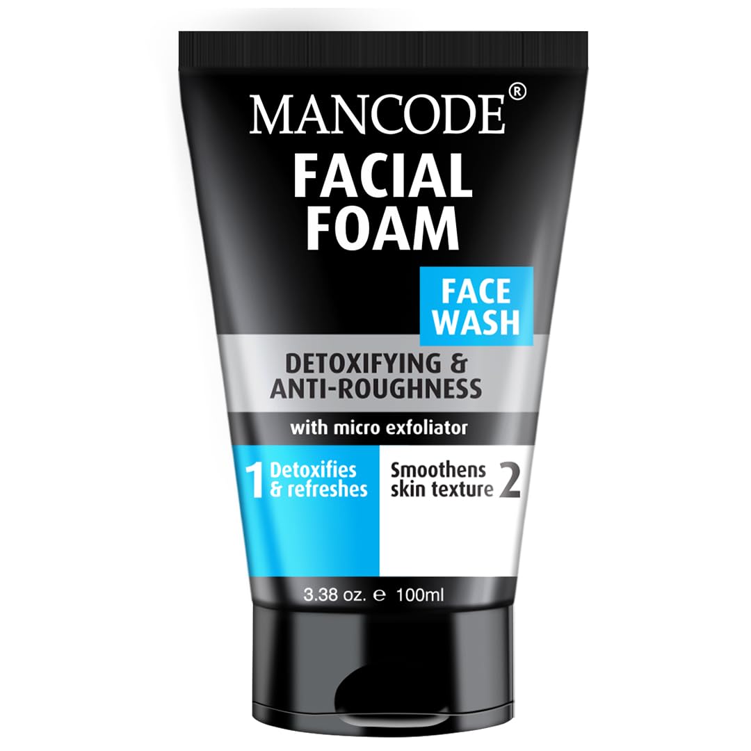 Mancode Detoxifying Face Wash for Men - Oil Control & Acne Treatment, Dark Spot Corrector, Pollution Defense - 100ml Cleanser for Clear Skin | Daily Skincare Routine for Men, Gym & Travel Friendly