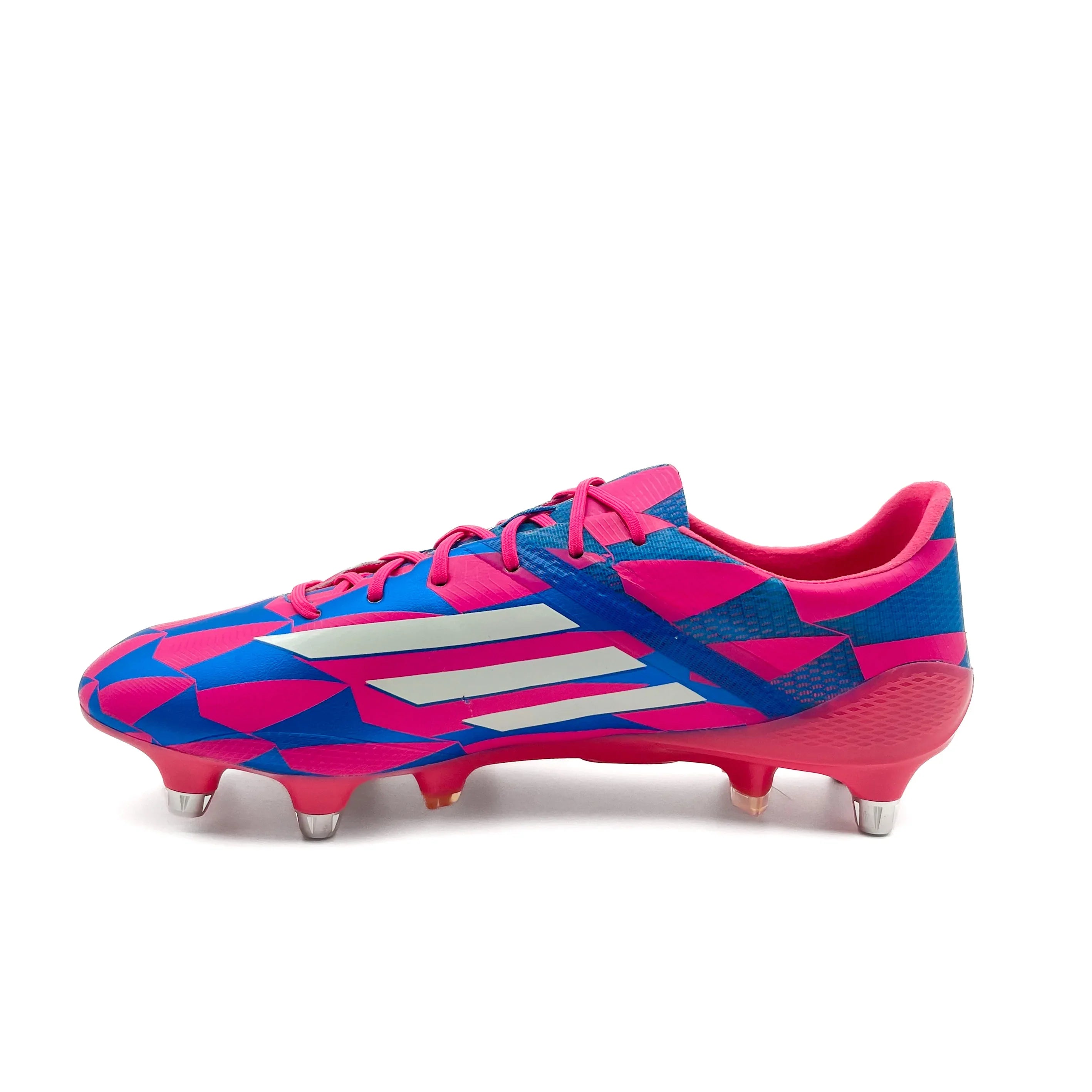 Adidas F50 Adizero SG Soccer Cleats - Solar Pink/Solar Blue | Lightweight Football Shoes for Men | Perfect for Turf & Grass Fields | Ideal for Professional Matches & Training
