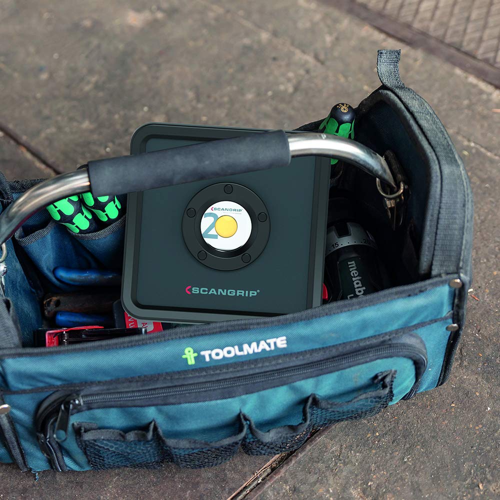 SCANGRIP NOVA R Rechargeable COB LED Floodlight - 2000 Lumens, Handheld Work Light with 5-Step Dimming, Powerful Built-in Magnet & USB Power Bank | IP67 Waterproof, Slim Compact Design for Long Runtime | Perfect for Automotive Repair, Construction Sites, Camping & Emergency Lighting