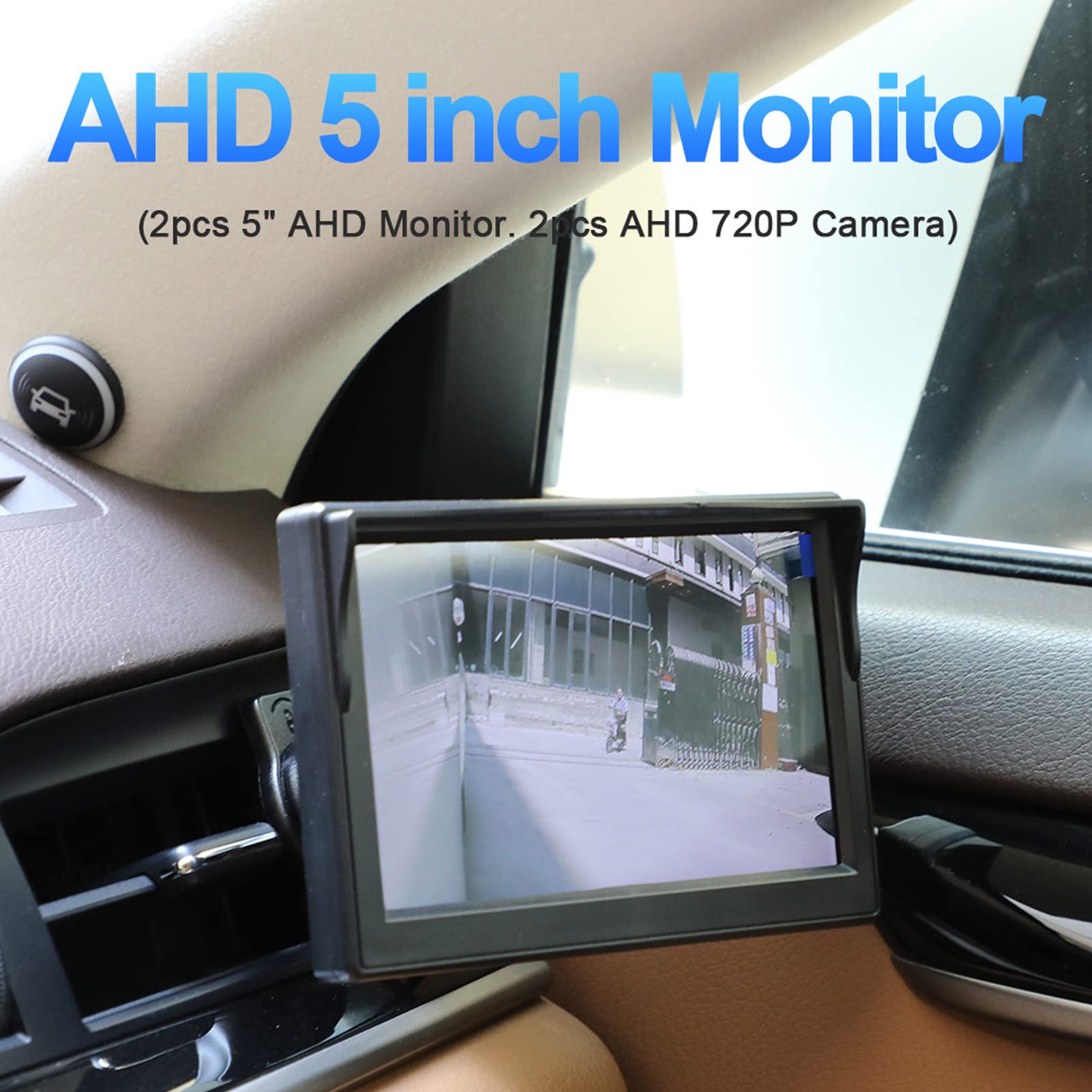 5in LCD Side View Backup Camera System Kit - IP67 Waterproof, Night Vision, Car Rear View Monitor Screen | Perfect for Trucks, SUVs & RVs Parking Safety