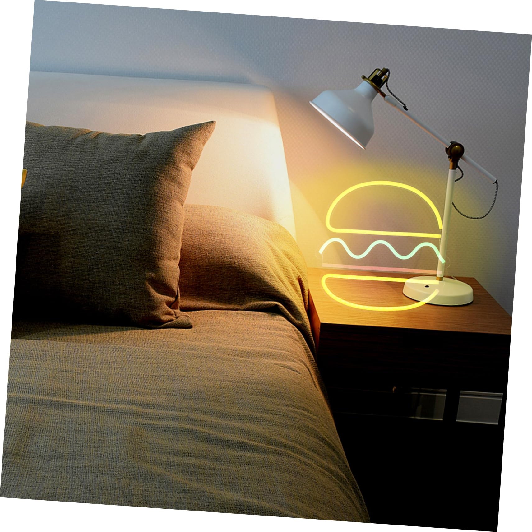 Angoily Neon Night Light - Set of 3 Burger-Shaped LED Lights for Home Decor, Bars & Parties | Creative Room Decor for Girls, Fun Night Celebration Lighting | Perfect for Bedrooms, Game Rooms & Themed Events