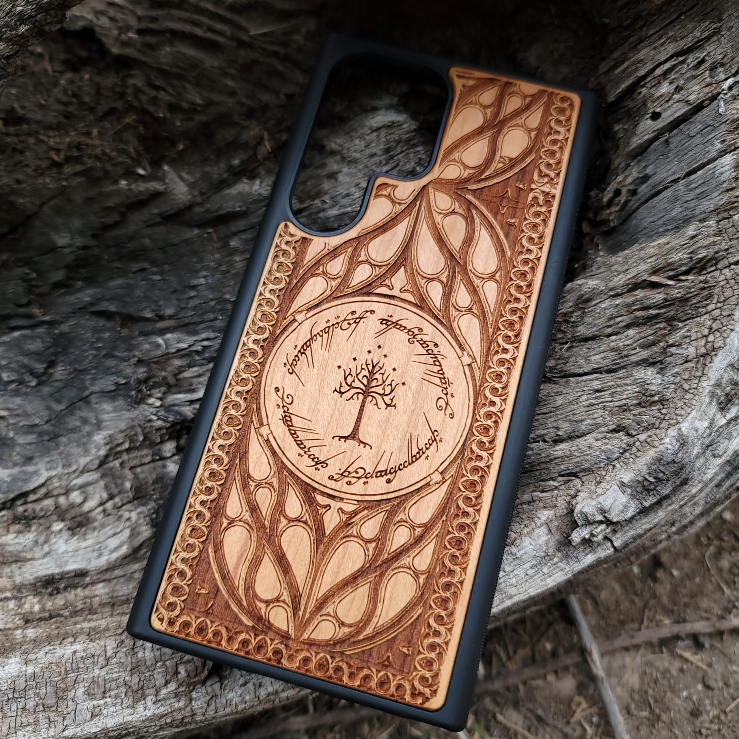 Premium Laser Engraved Wood Phone Case for iPhone 16/15/14/13/12/11 Pro Max/Mini & Galaxy S25/S24/S23/S22/S21/S20 Ultra Plus - Eco-Friendly Slim Durable Wooden Cover - Perfect for Nature Lovers & Outdoor Enthusiasts