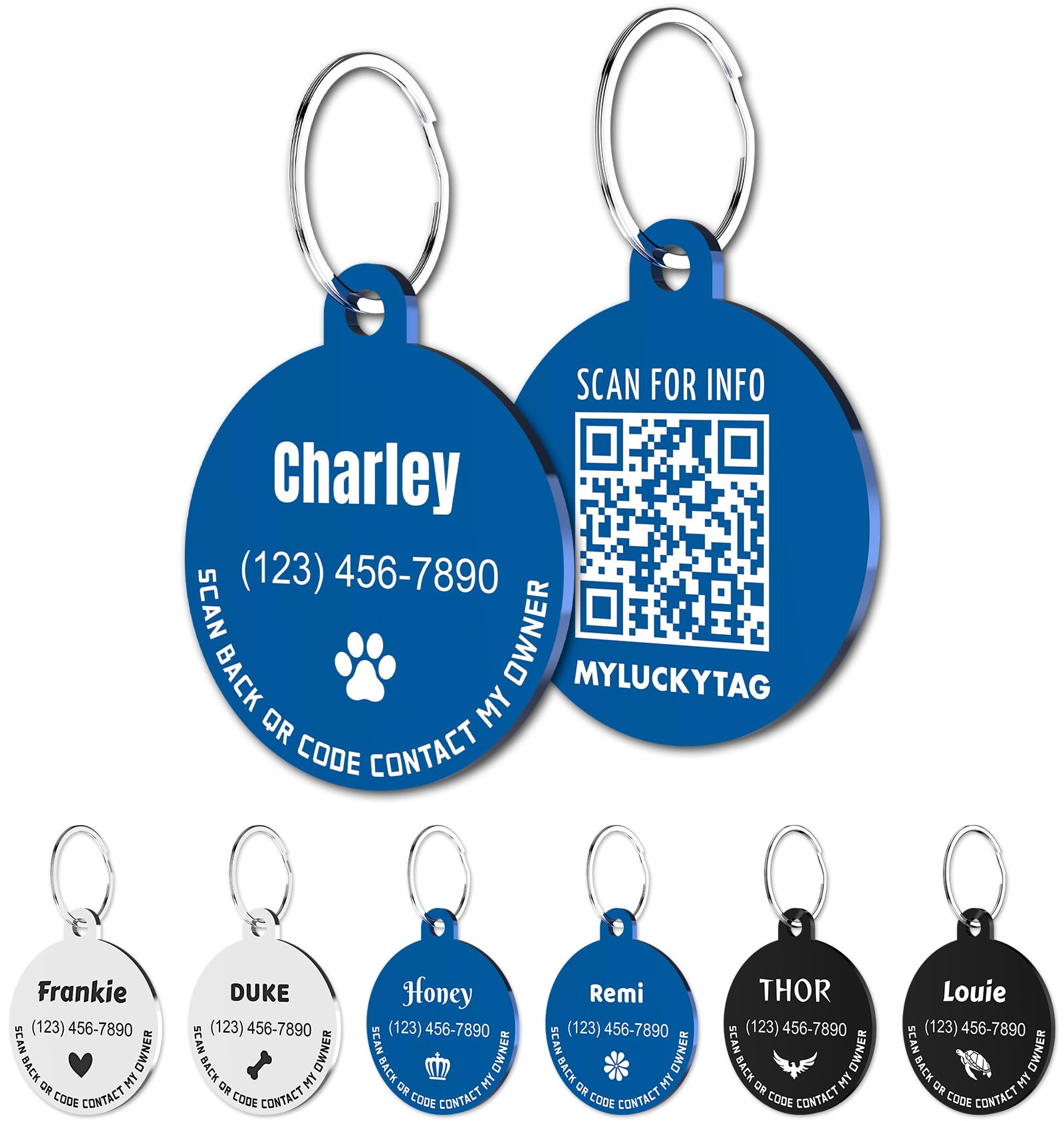 Personalized Stainless Steel QR Code Pet ID Tags for Dogs - Track Lost Pets with Online Profile & Email Alerts - Perfect for Daily Walks, Travel & Emergency Safety