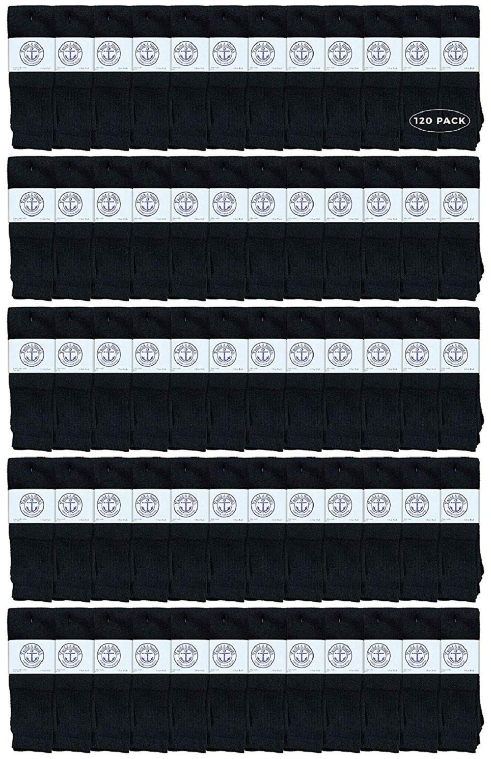 120 Pairs Yacht & Smith 28 Inch Men's Long Tube Socks - Cotton Athletic Crew Socks for Sports & Casual Wear (Size 10-13) - Perfect for Running, Hiking, Gym & Everyday Comfort