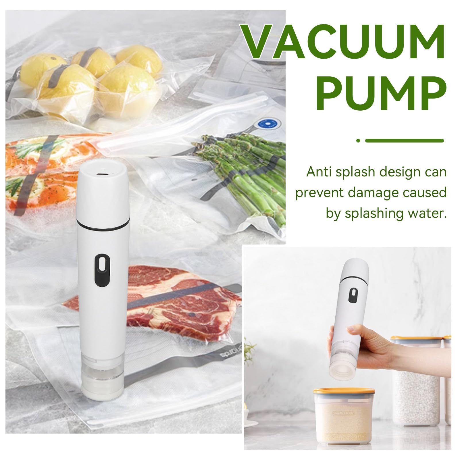 **Cordless Handheld Vacuum Sealer - 50-60KPA Electric Air Pump for Food Storage | ABS Portable Sealing Machine Tool | 4-5.2V 2.5W (White) | Perfect for Kitchen, Travel & Meal Prep**