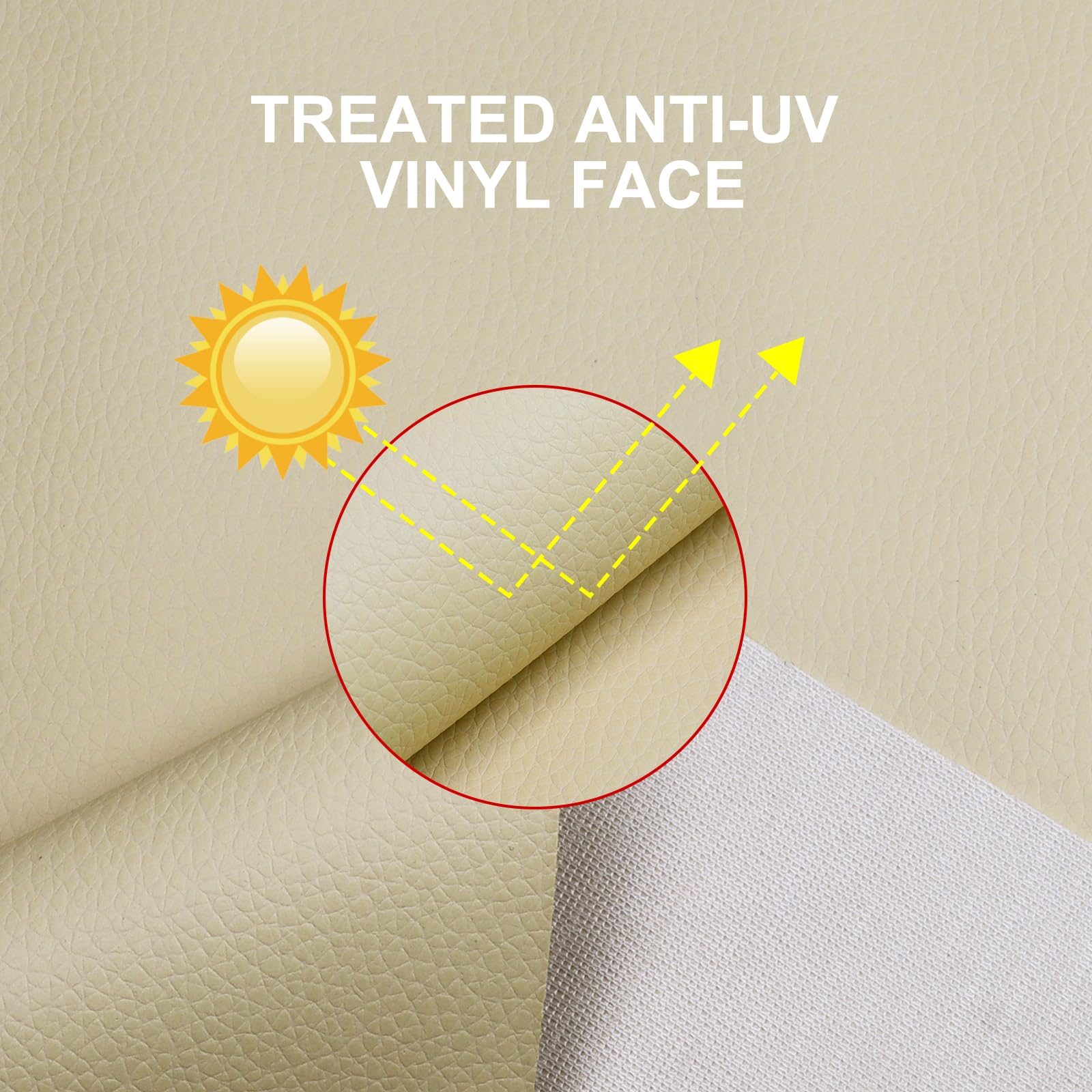Premium Marine Vinyl Fabric - Waterproof Artificial Leather Upholstery Material | Soft, Hypoallergenic & Easy to Clean | Heavy-Duty Wear-Resistant Synthetic Fabric for Boat Seats, Furniture & DIY Projects (2 Yards, Beige) | Perfect for Outdoor Cushions, Car Interiors & Home Decor