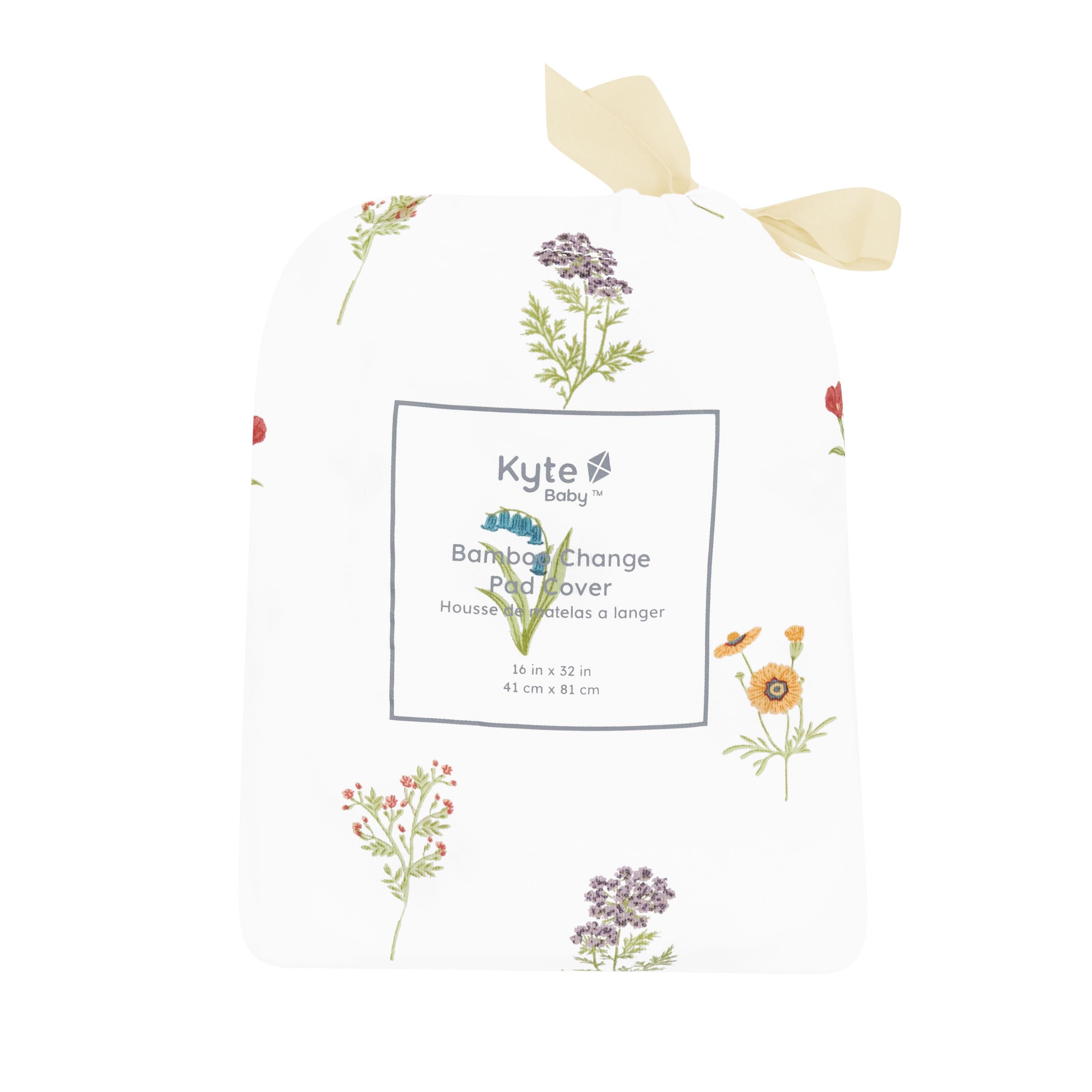 Wildflower Waterproof Change Pad Cover - Soft & Washable Baby Changing Mat for Nursery, Diaper Station & Travel - Organic Cotton & Hypoallergenic