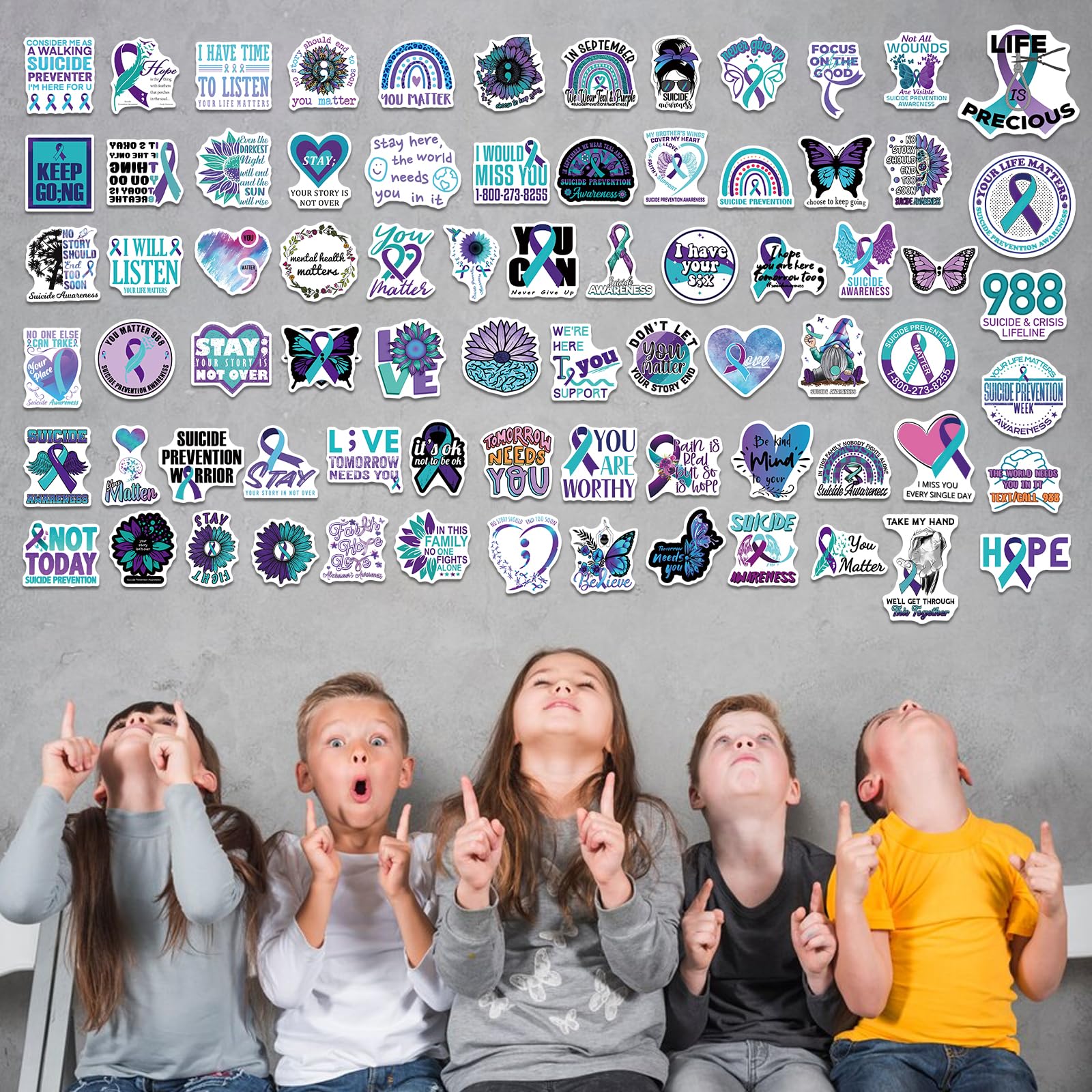 100Pcs Suicide Prevention Stickers - Motivational Mental Health Awareness Decals for Water Bottles, Laptops, Journals - Waterproof Self-Adhesive Inspirational Stickers for Adults & Teens - Perfect for School, Work, Therapy & Daily Encouragement