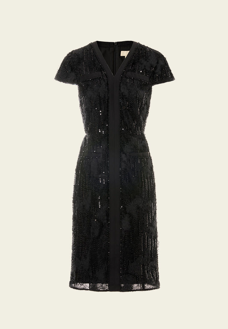 Frayed Detail Welt Pocket Embellished Dress - Stylish Women's Fashion for Parties & Date Nights