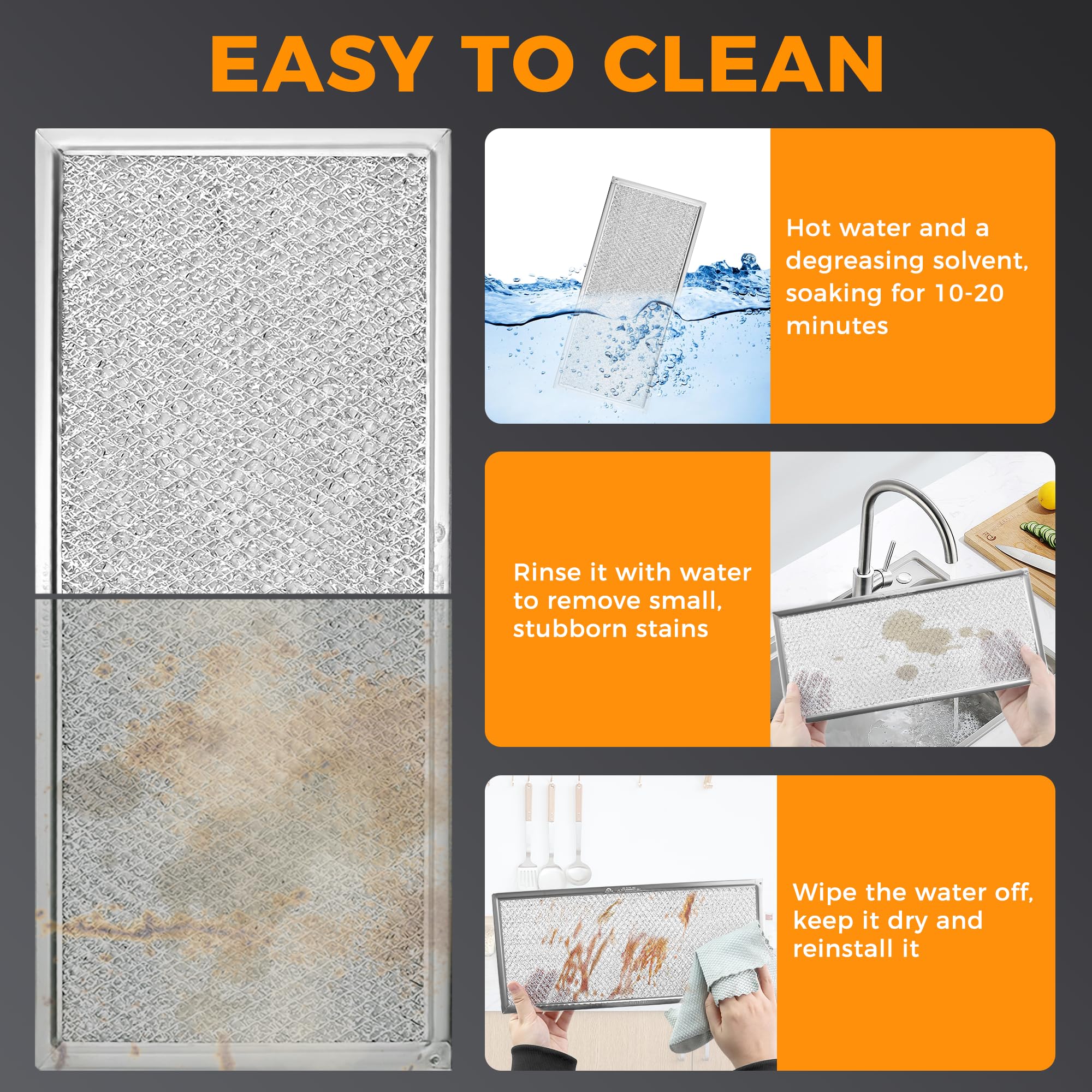 Fetechmate 13 x 6 Inch Microwave Grease Filter - Compatible with Whirlpool & GE Microwaves - Replacement for W10208631A - Durable Aluminum Mesh Screen (2-Pack) - Ideal for Kitchen Ventilation & Microwave Maintenance