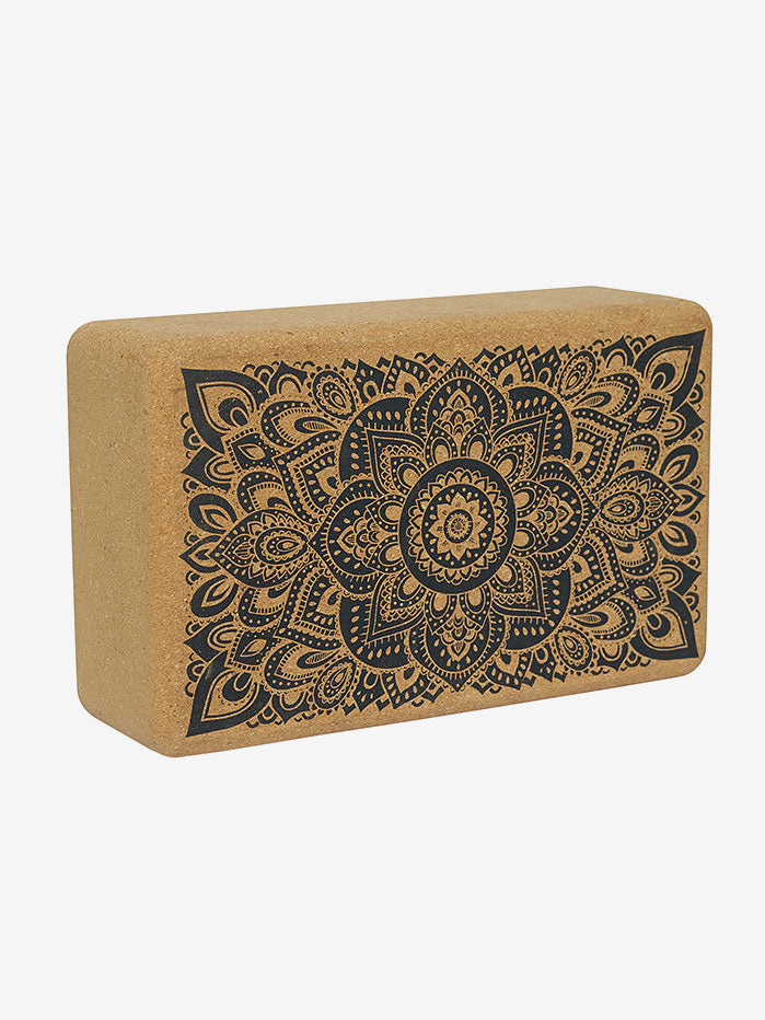 Yoga Design Lab Cork Brick Mandala Black Yoga Mat - Non-Slip Eco-Friendly Cork Material for Hot Yoga, Pilates & Home Workouts