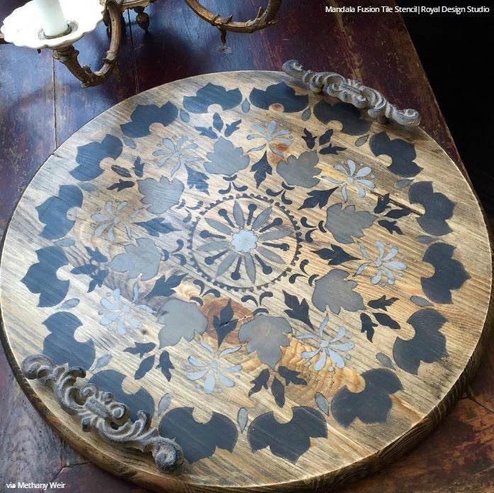 Mandala Fusion Tile Stencil - Reusable DIY Painting Template for Wall, Floor & Furniture Decoration - Perfect for Home, Yoga Studios & Meditation Spaces