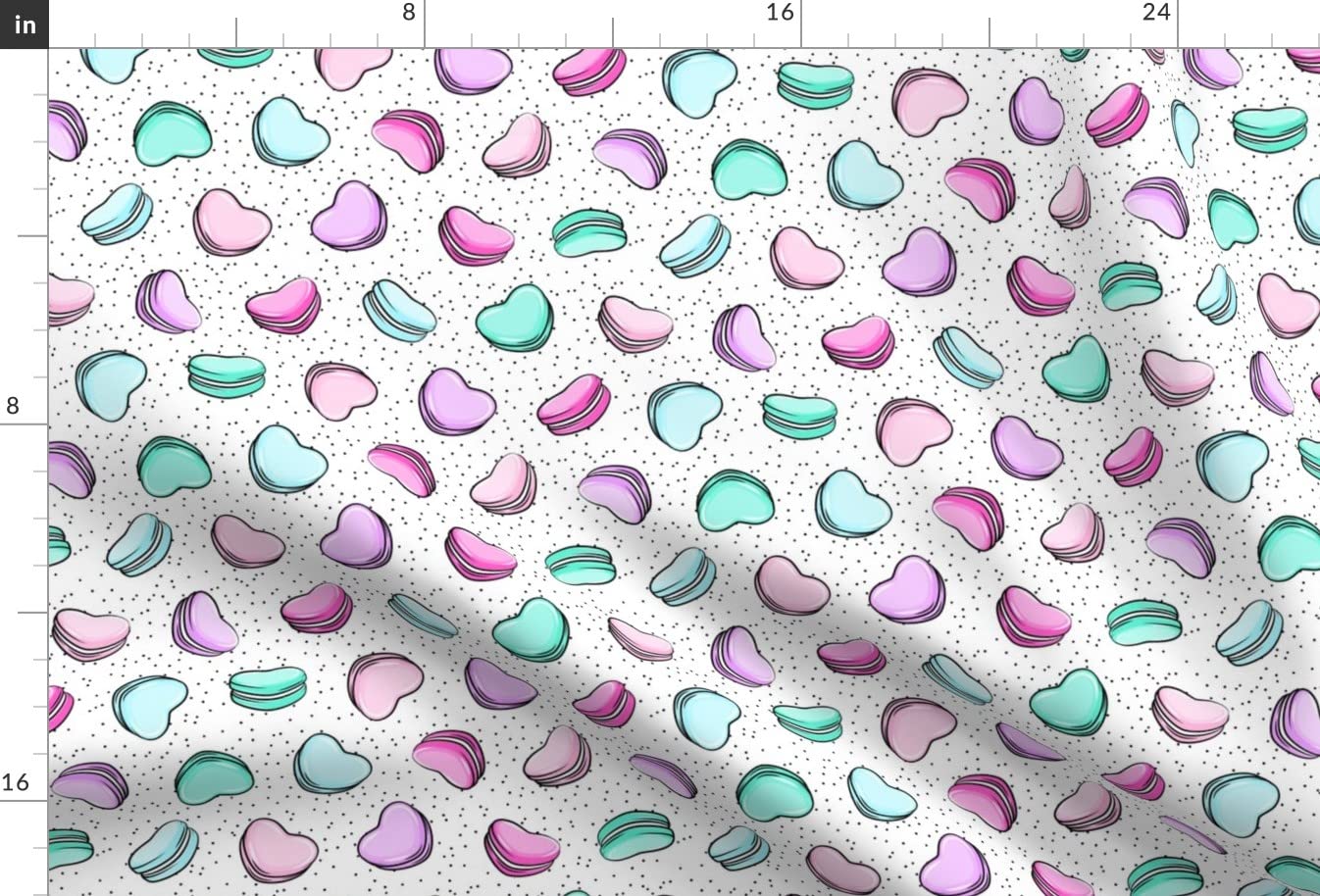 Heart Macarons & Polka Dot Printed Minky Fabric by The Yard - Valentine's Day Small Scale Scatter Pattern for Sewing Baby Blankets, Quilt Backing & Plush Toys | Perfect for DIY Crafts, Nursery Decor & Cozy Home Projects