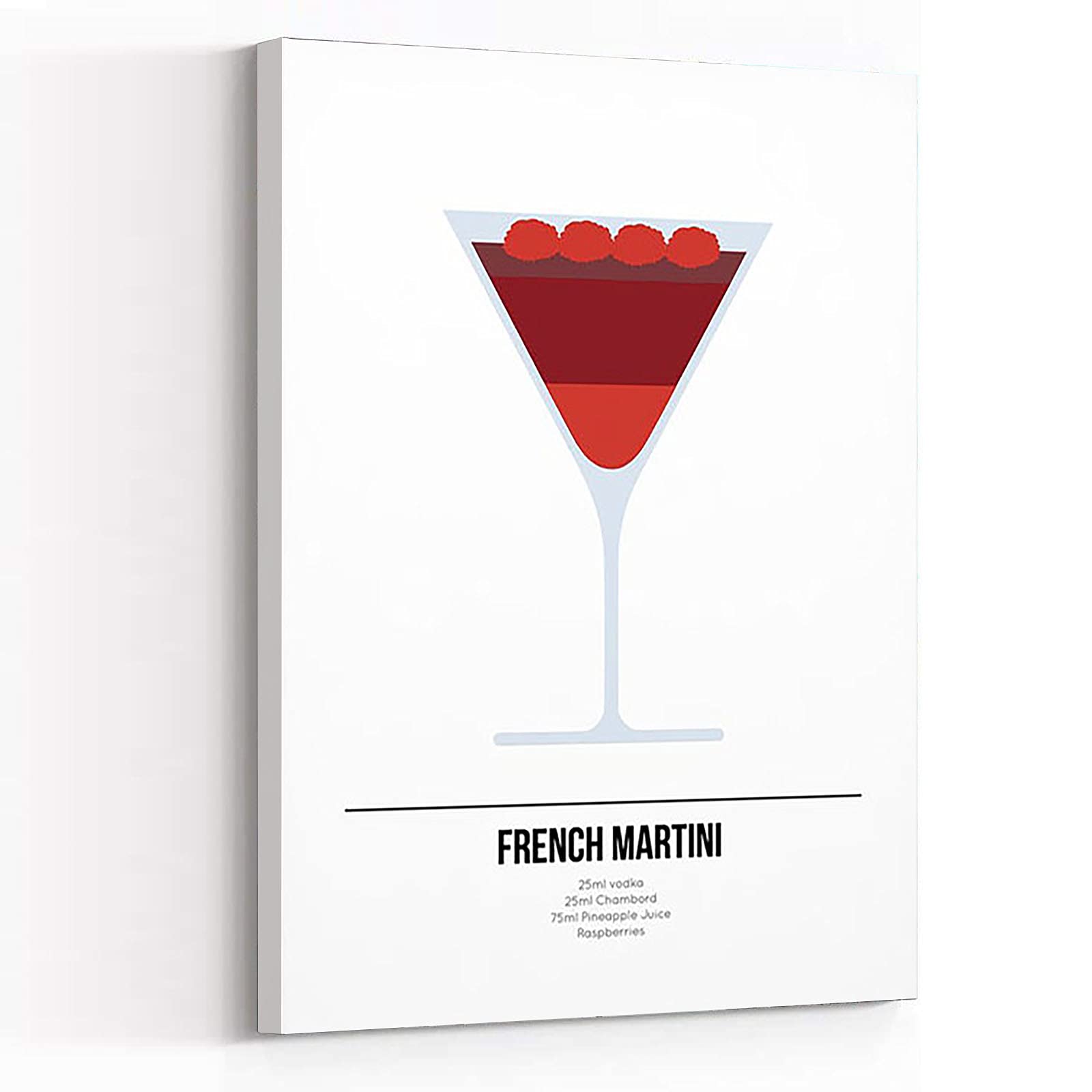 Chef Kitchen Decor Art Print, French Martini Cocktail Recipe Poster, Modern Canvas Wall Art for Home Bar, Fun Kitchen Decor, 8''x12'' Framed Artwork, Perfect for Dining Room, Kitchen, or Bar Wall Decor