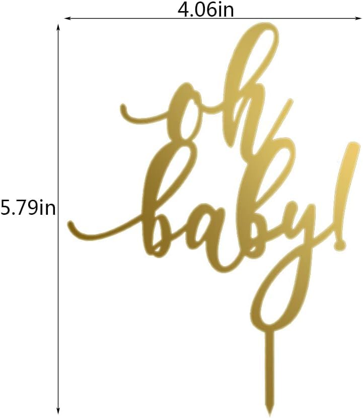 Incrizma Gold Acrylic 'Oh Baby' Cake Topper - Elegant Baby Shower Decor for Newborn Welcome, 1st Birthday Party Supplies for Boys & Girls - Perfect for Nursery Decorations and Gender Reveal Celebrations
