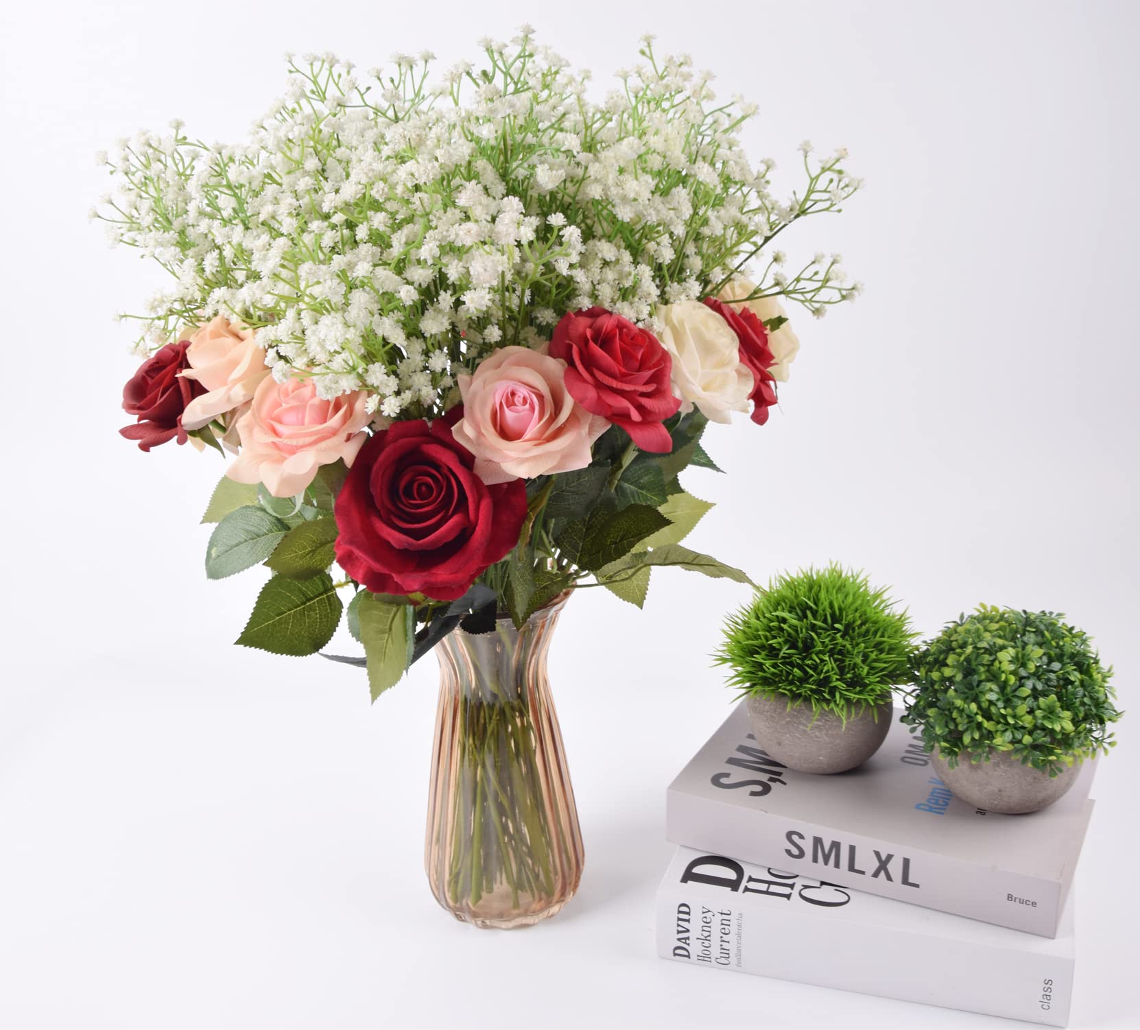 YSBER 12 Pack Artificial Baby's Breath Flowers - Real Touch Silk Gypsophila for Wedding Decorations, Party Centerpieces, DIY Home & Garden Decor (White) - Perfect for Bridal Bouquets, Table Arrangements and Nursery Decor
