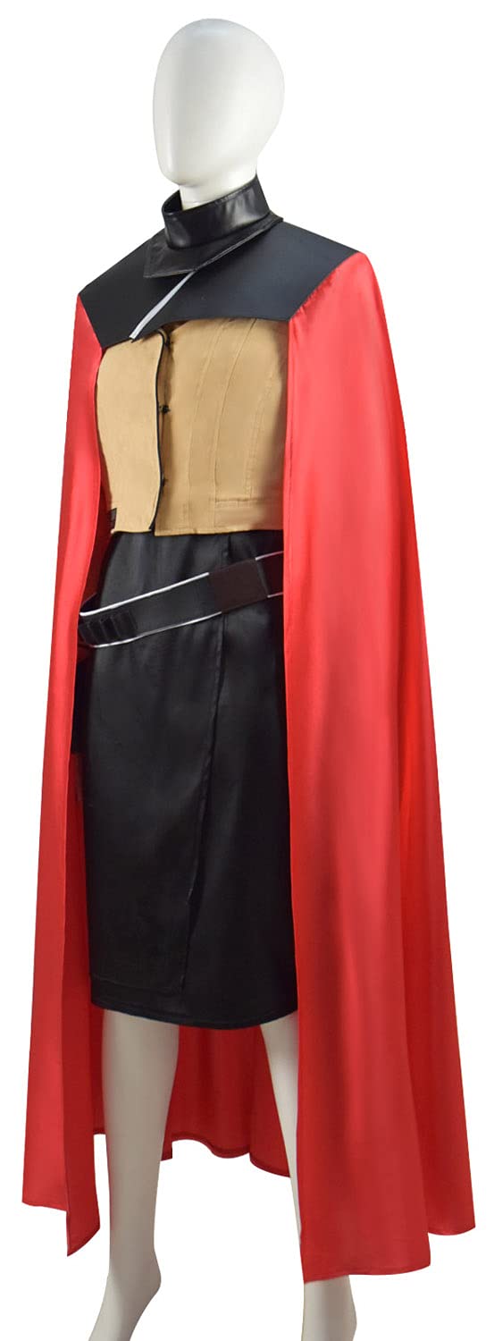 Qi'ra Cosplay Costume for Women - Adult Star Wars Qi'ra Dress with Red Cape, Full Set Jedi Uniform, Han Solo Outfit for Halloween & Comic Con