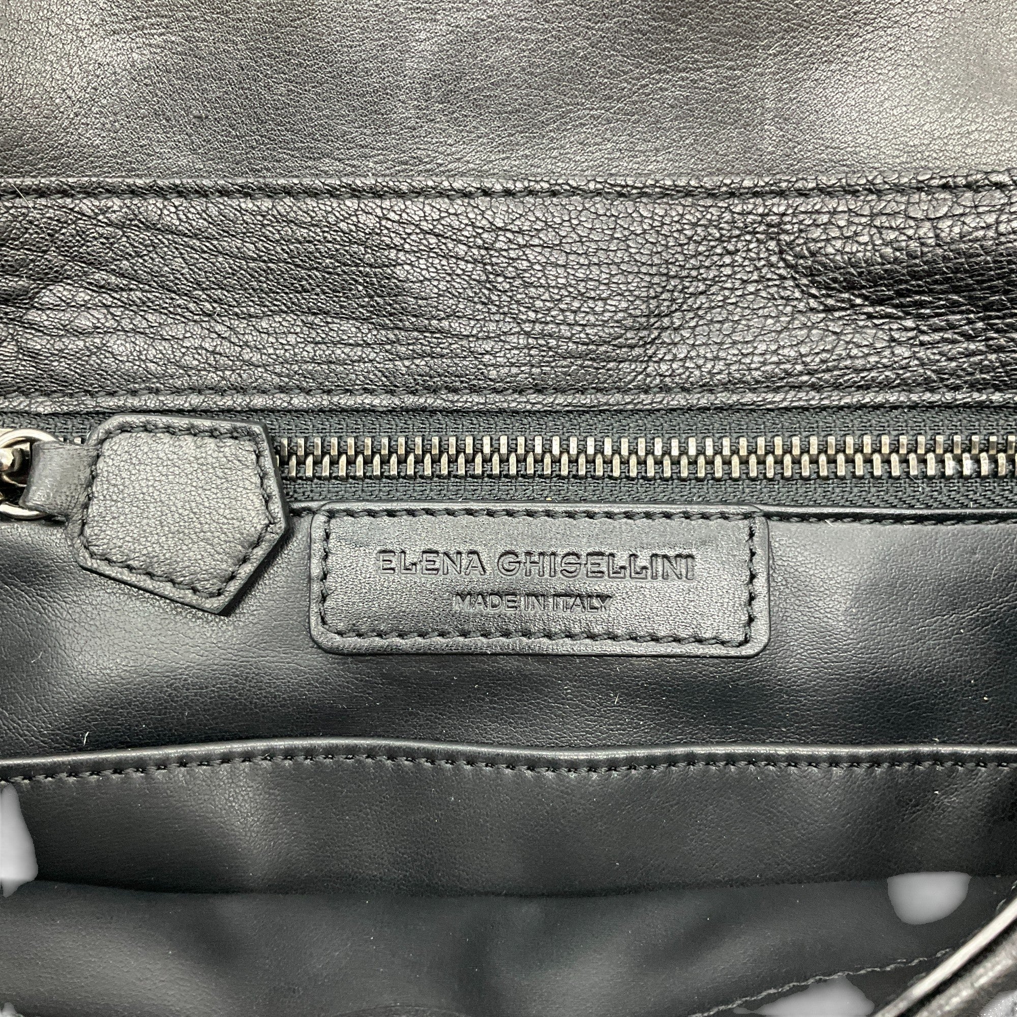 Elena Ghisellini Luxury Black Leather & Fur 3-Way Handbag - Shoulder Bag, Crossbody & Clutch for Women | Perfect for Parties, Weddings & Evening Events