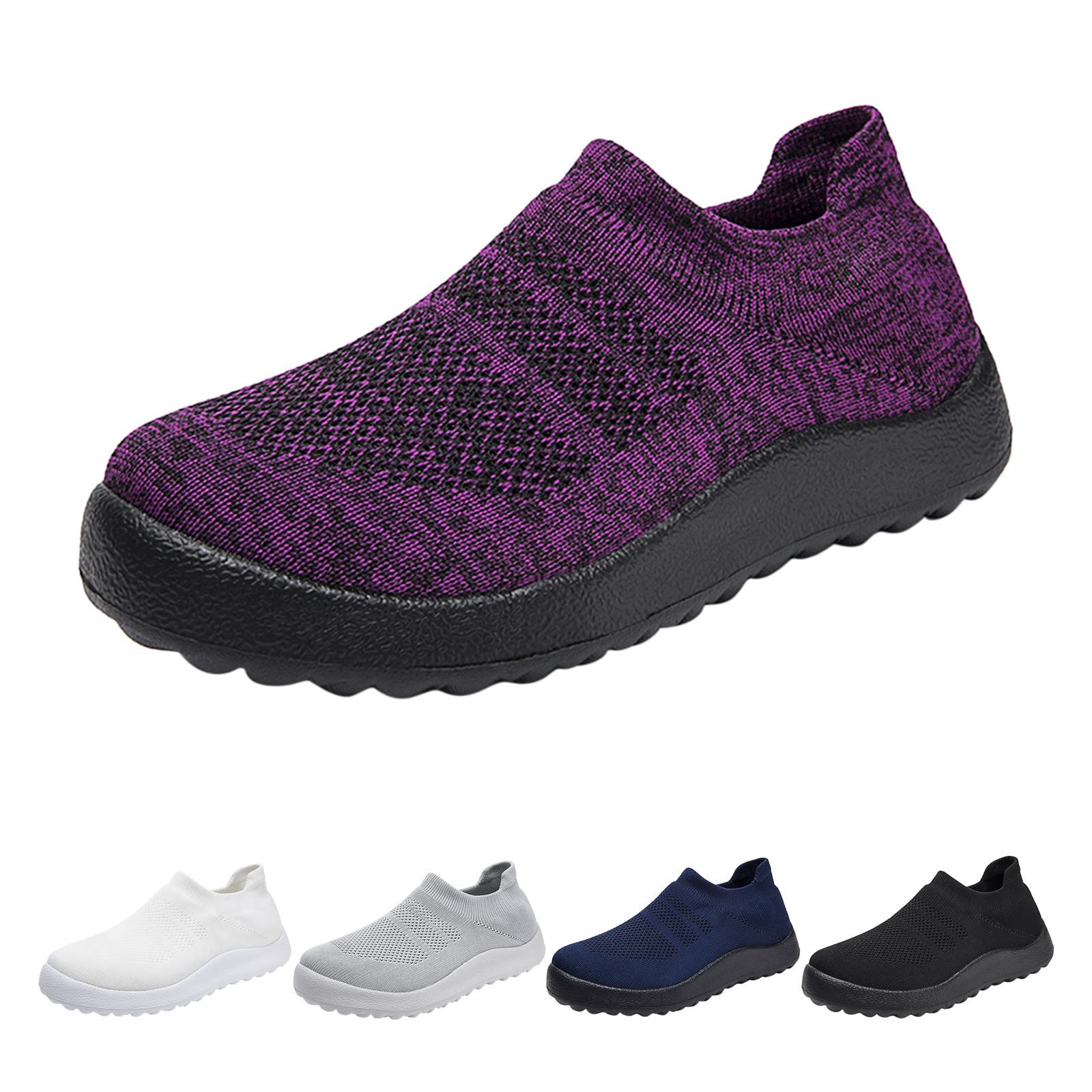 Women's & Men's Slip-On Walking Shoes - Non-Slip Running Sneakers, Breathable Mesh Casual Shoes in Black & Brown | Perfect for Gym, Workout, Travel & Daily Wear