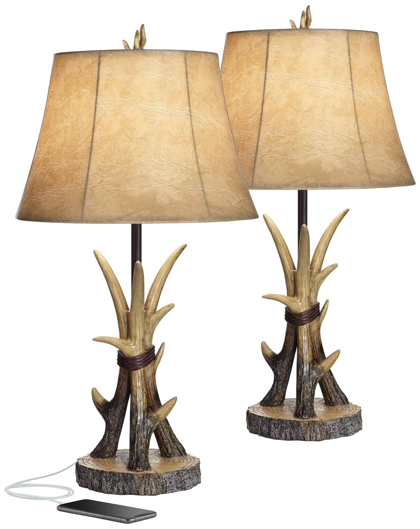 John Timberland Boone Rustic Western Cottage Table Lamps - Set of 2, 27.5