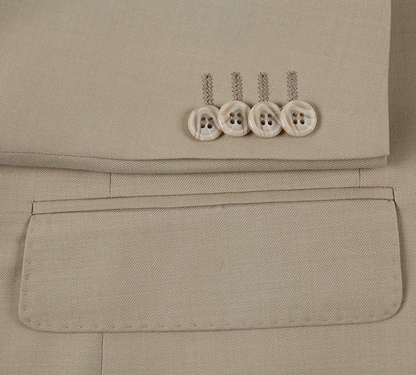 Premium Virgin Wool Regular Fit Pick Stitch 2-Piece Suit - 2-Button Beige Business Suit for Men | Perfect for Weddings, Office & Formal Events