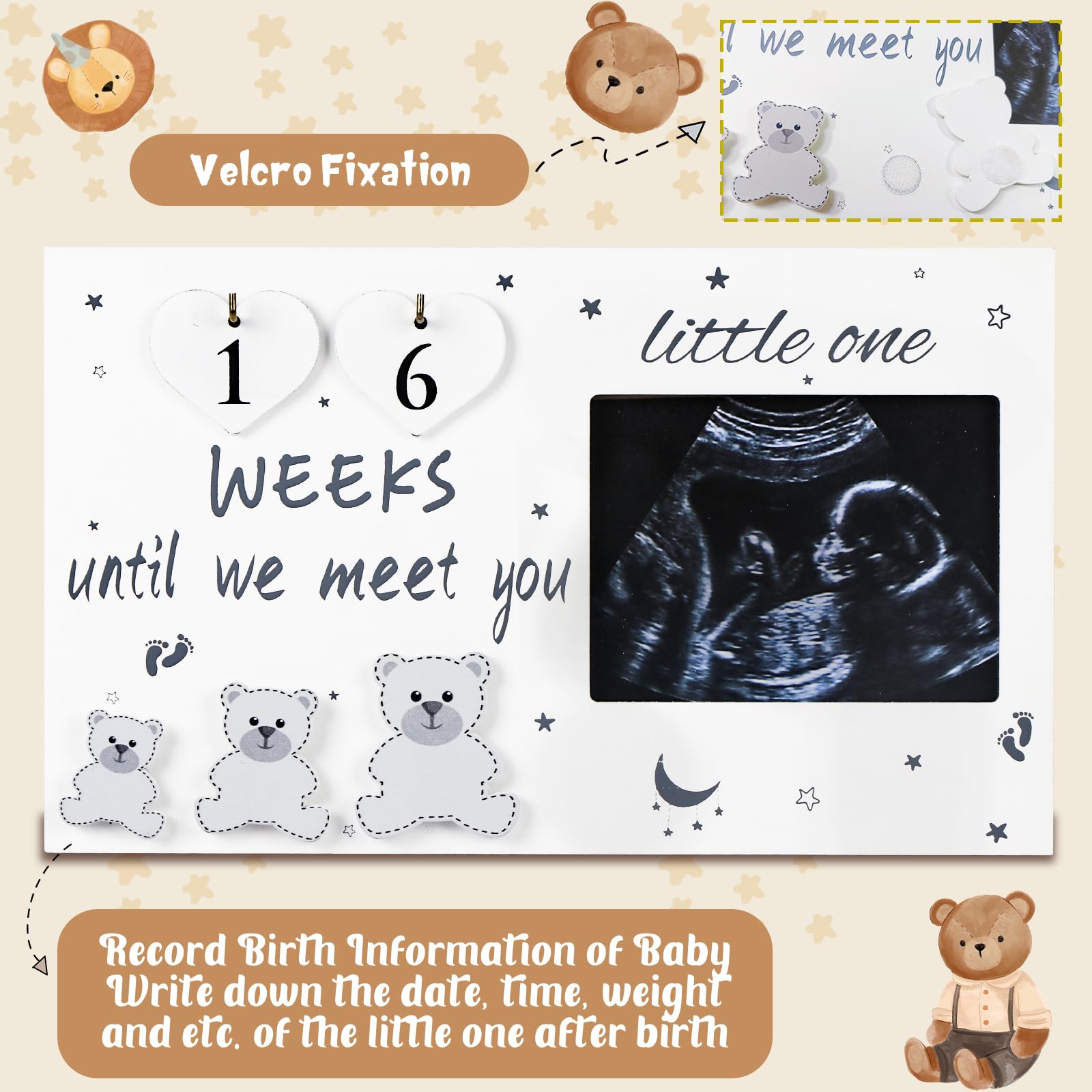 OurWarm Ultrasound Picture Frames - Baby Countdown Weeks & Announcement Sign - Perfect Gift for Expecting Moms