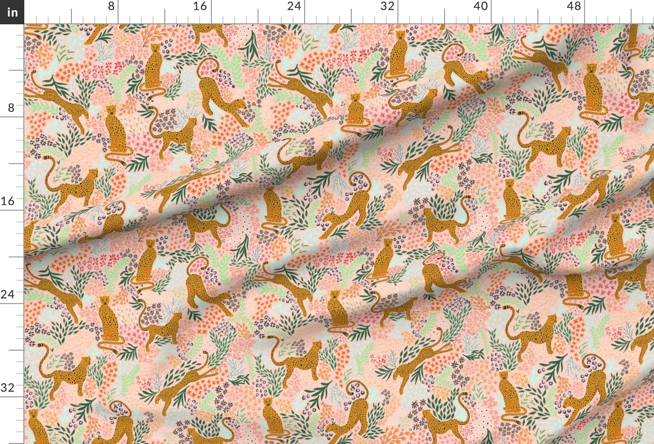 Modern Animal Print Boho Jungle Coral Pink Mustard Abstract Botanical Minky Fabric by The Yard - Soft Plush Material for Sewing Baby Blankets, Quilt Backing & DIY Projects - Perfect for Nursery Decor, Home Textiles & Crafting