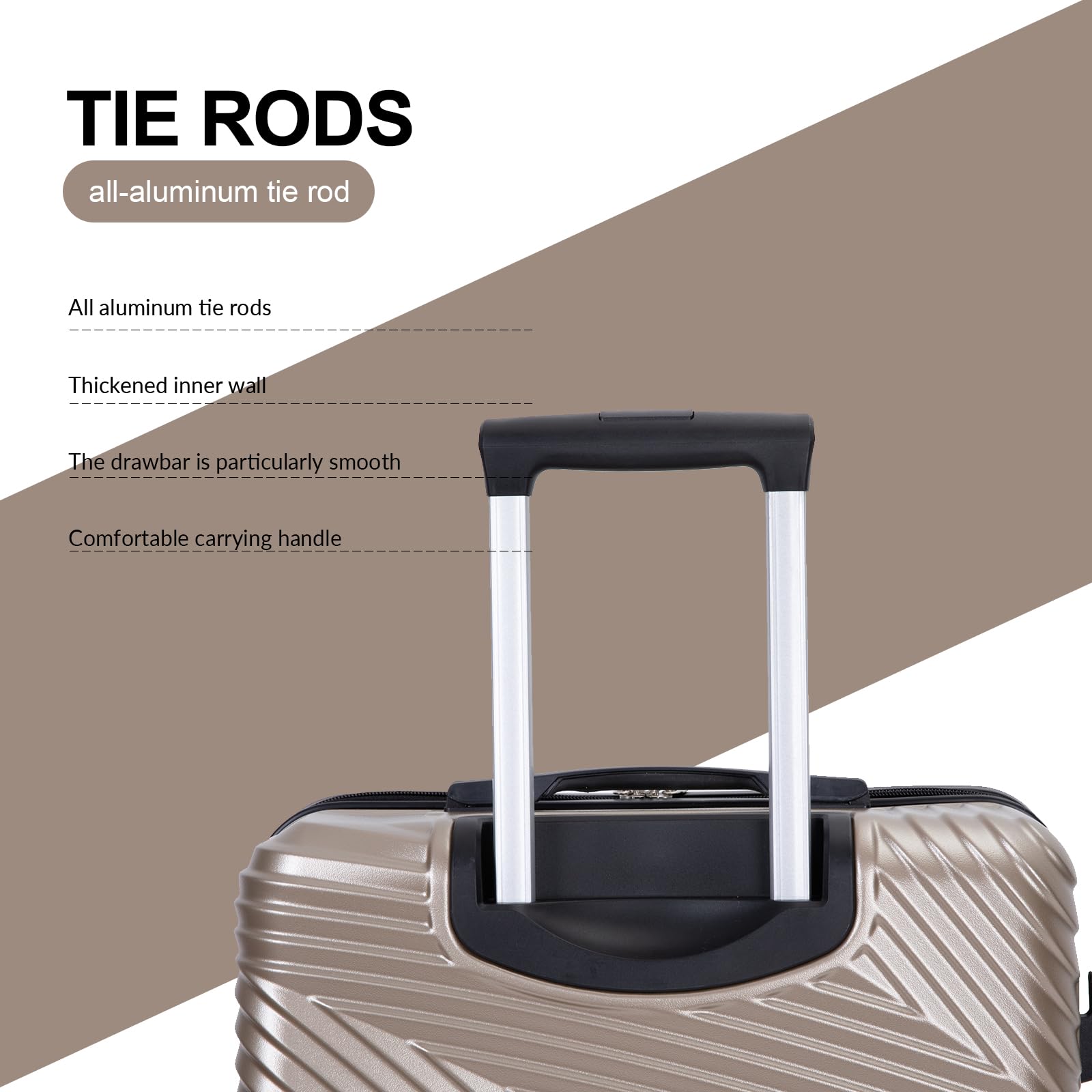 3-Piece Hardside PC ABS Luggage Set with Spinner Wheels - Lightweight 20/24/28 Inch Carry-on & Checked Suitcases in Gold | Perfect for Business Travel, Family Vacations & International Trips
