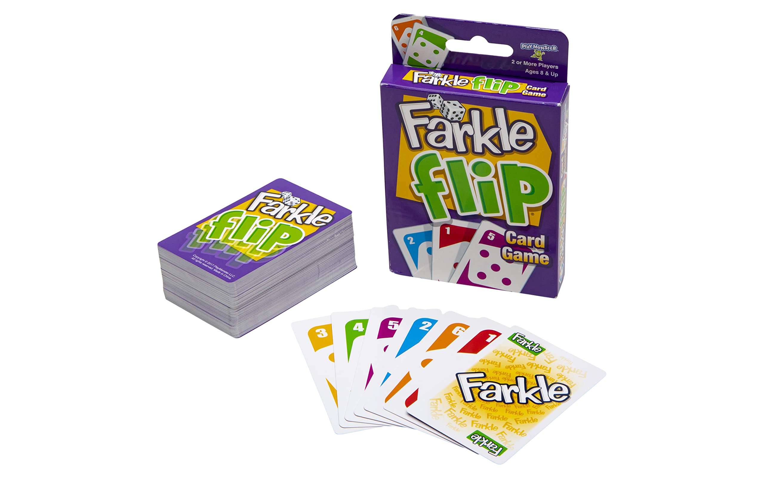 PlayMonster Farkle Flip Card Game - Classic Dice Game for Family Game Nights - Fun Party & Travel Game for Kids & Adults Ages 8+ - Perfect for Camping, Road Trips & Indoor Entertainment